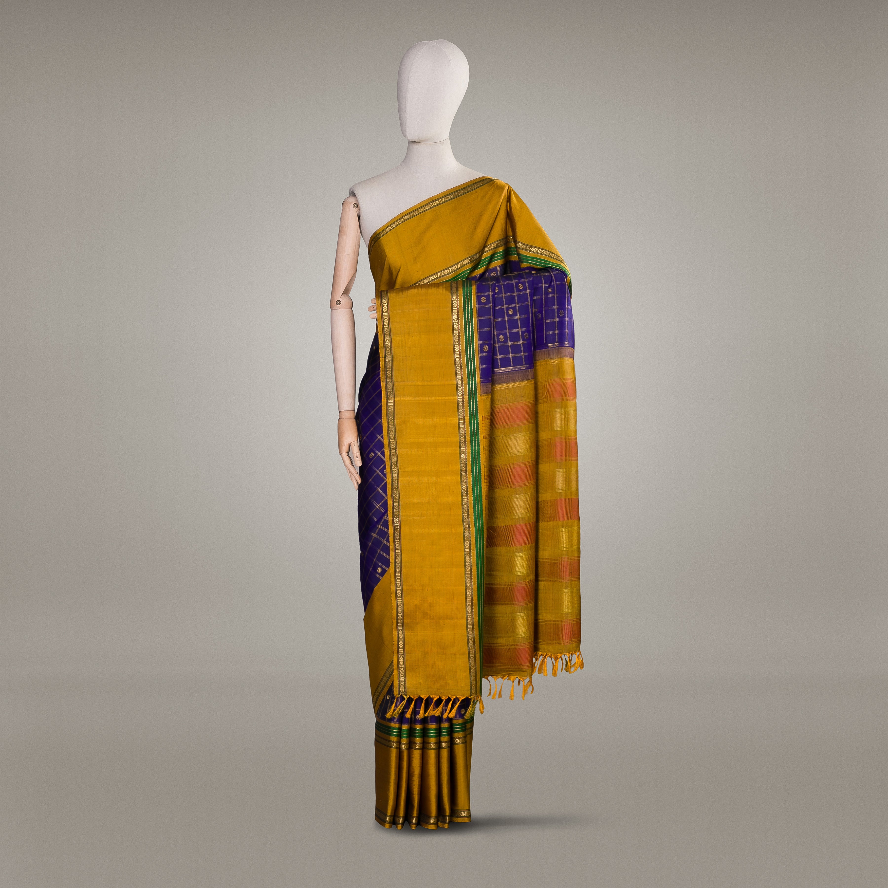 Kanakavalli Kanjivaram Silk Sari 23-040-HS001-03394 - Drape View