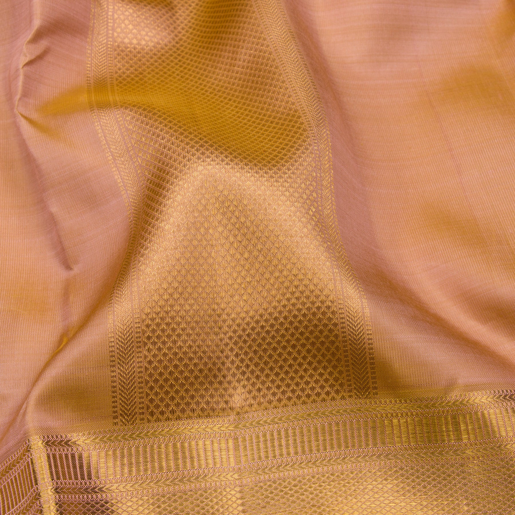 Kanakavalli Kanjivaram Silk Angavastram Set 23-110-HA001-10518 - Detail Fabric View