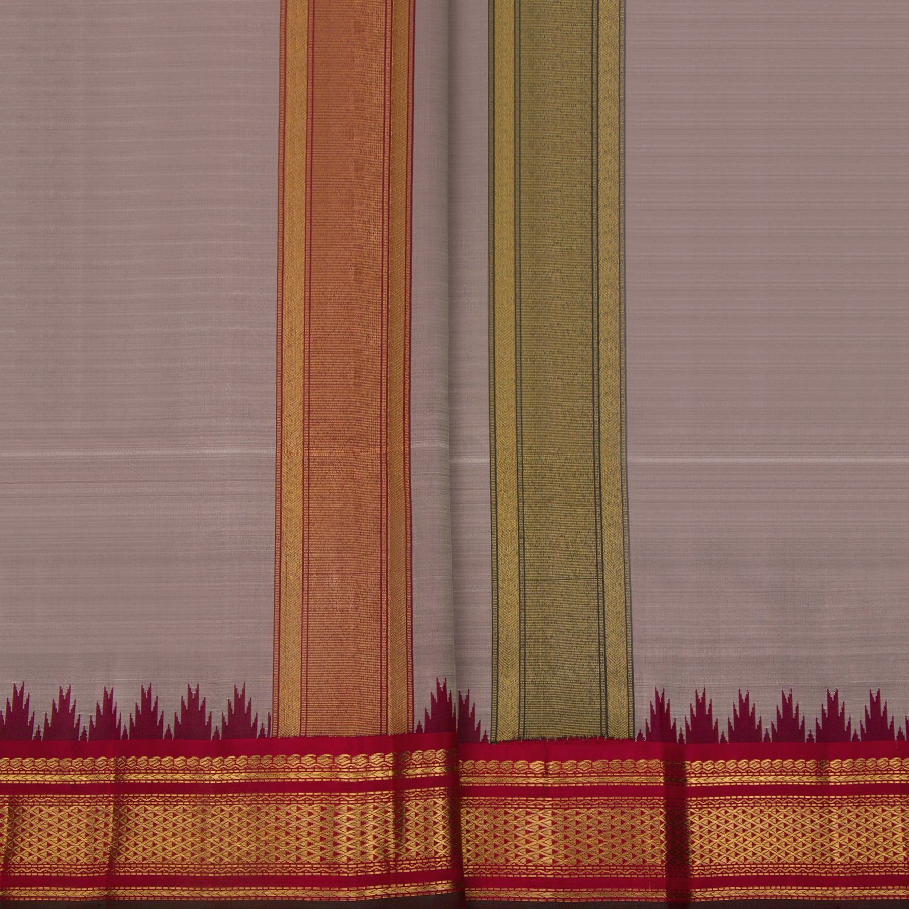 Kanakavalli Kanjivaram Silk Angavastram Set 23-611-HA001-13347 - Pleated View