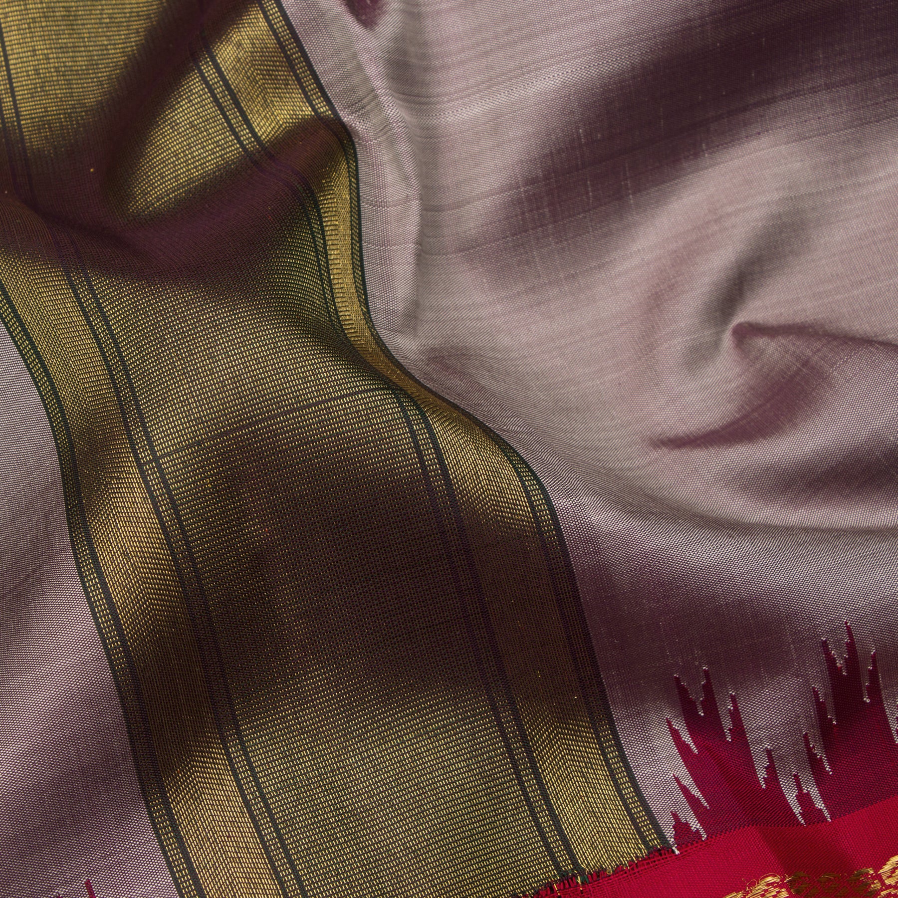 Kanakavalli Kanjivaram Silk Angavastram Set 23-611-HA001-13347 - Detailed Fabric View