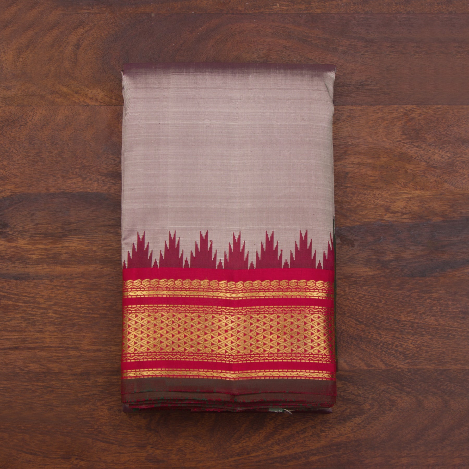Kanakavalli Kanjivaram Silk Angavastram Set 23-611-HA001-13347 - Folded View