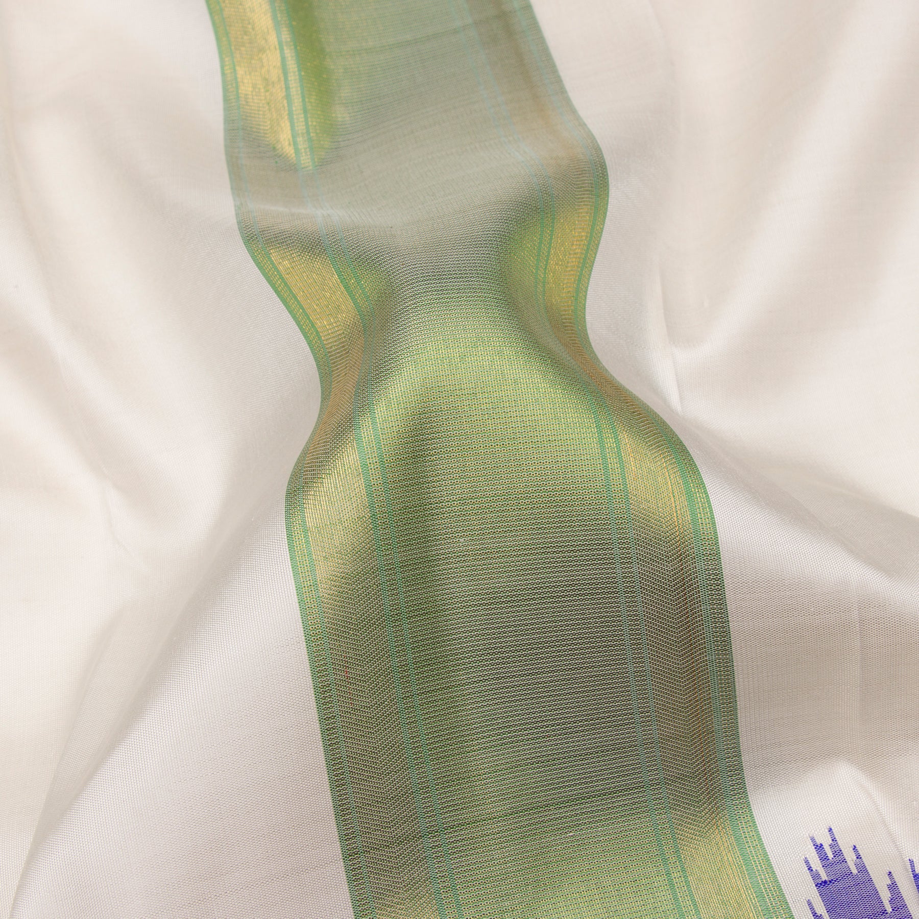 Kanakavalli Kanjivaram Silk Angavastram Set 24-611-HA001-01169 - Detailed Fabric View