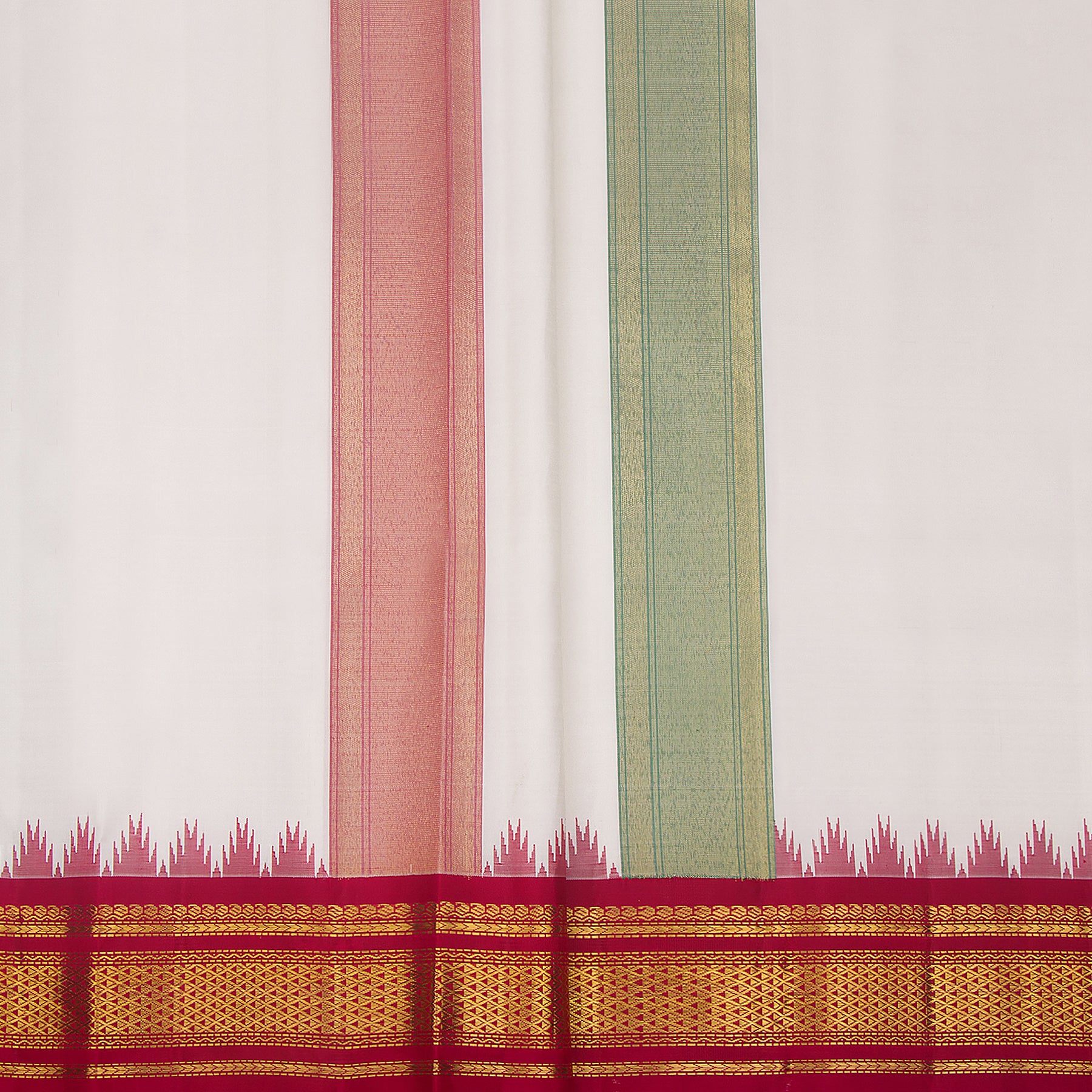 Kanakavalli Kanjivaram Silk Angavastram Set 24-611-HA001-04937 - Pleated View