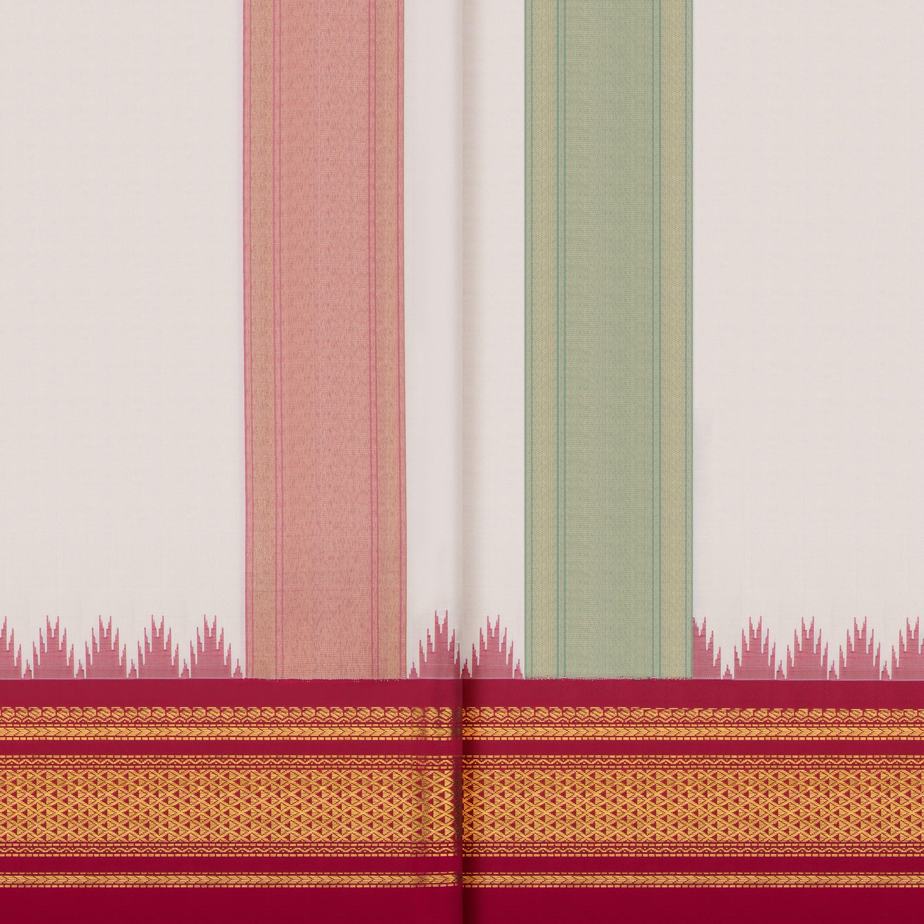 Kanakavalli Kanjivaram Silk Angavastram CO-ORD 24-611-HA001-08580 - Pleated View
