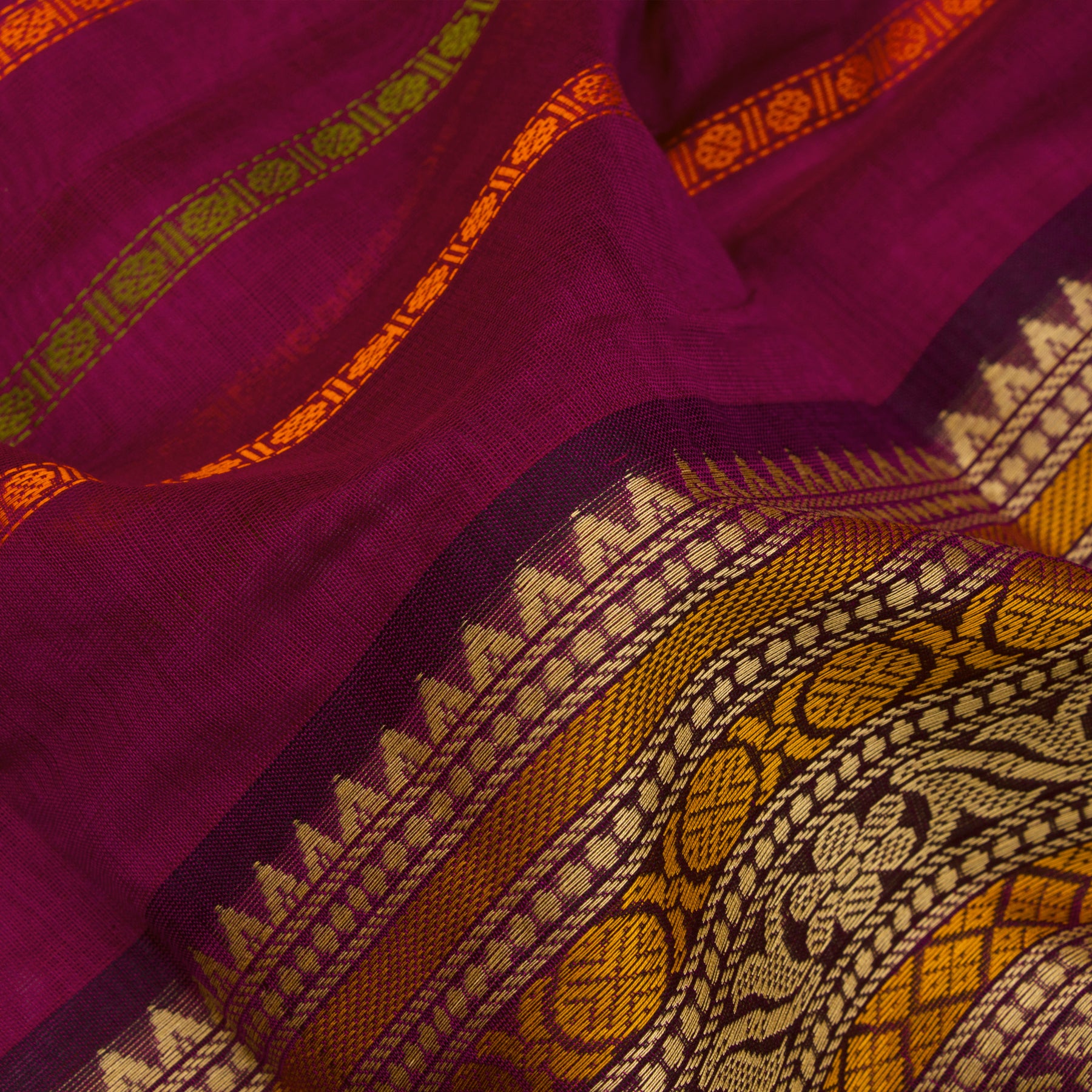 Kanakavalli Kanchi Cotton Sari 24-613-HS003-14414 - Fabric View