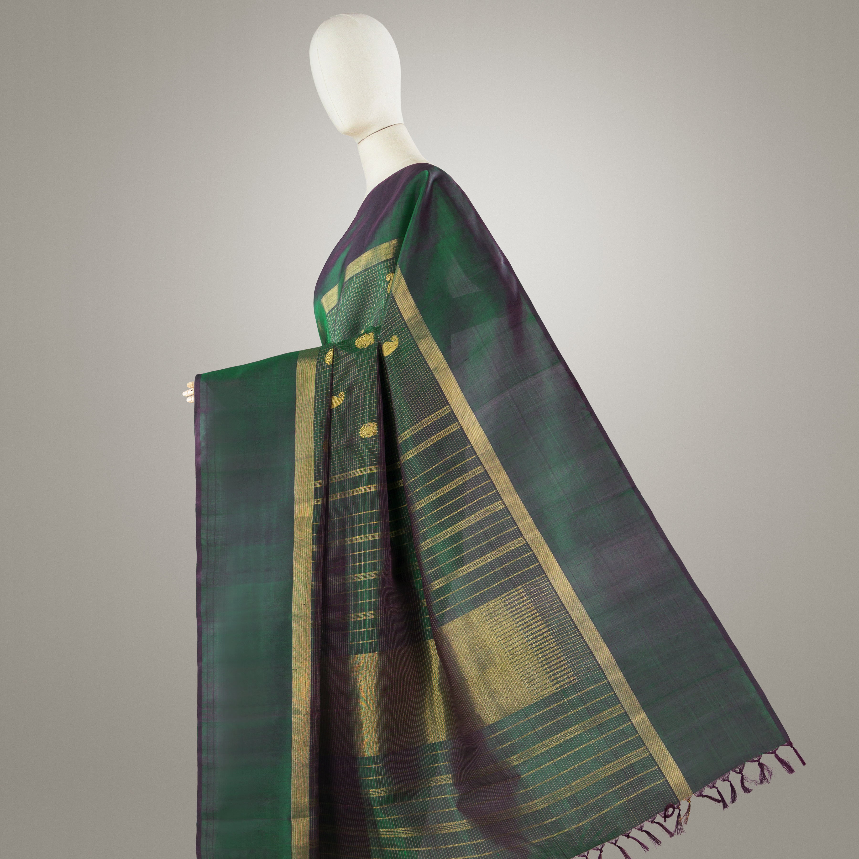 Kanakavalli Kanjivaram Silk Sari 24-615-HS001-13603 - Drape View 1