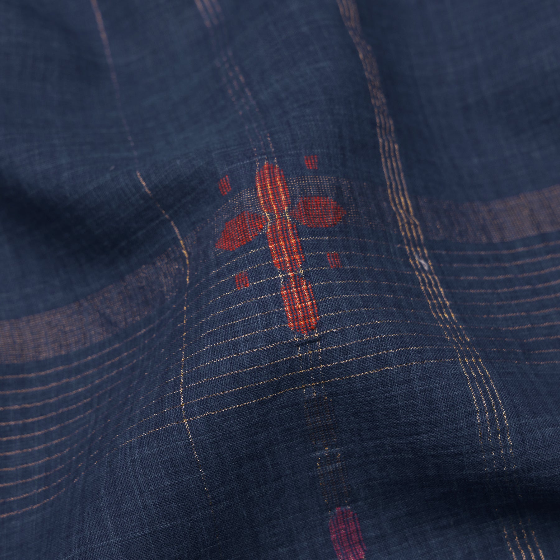 Karomi Jamdani Cotton Sari25-003-HS003-00074 - Fabric View