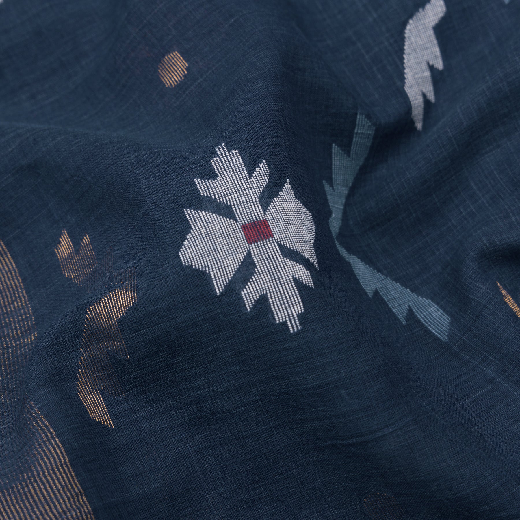 Karomi Jamdani Cotton Sari25-003-HS003-00079 - Fabric View