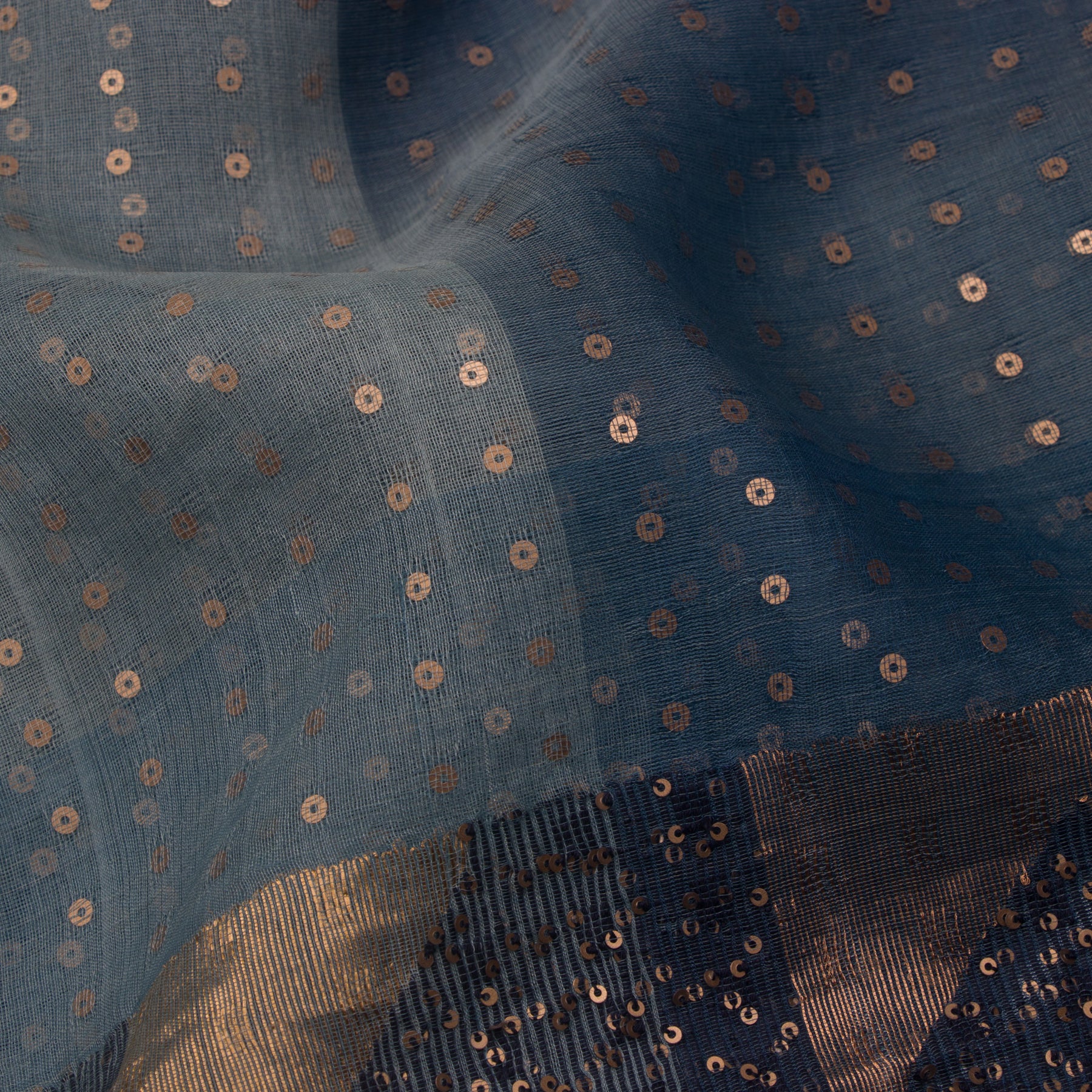 Bailou Jamdani Silk Sari 25-005-HS002-00189 - Fabric View