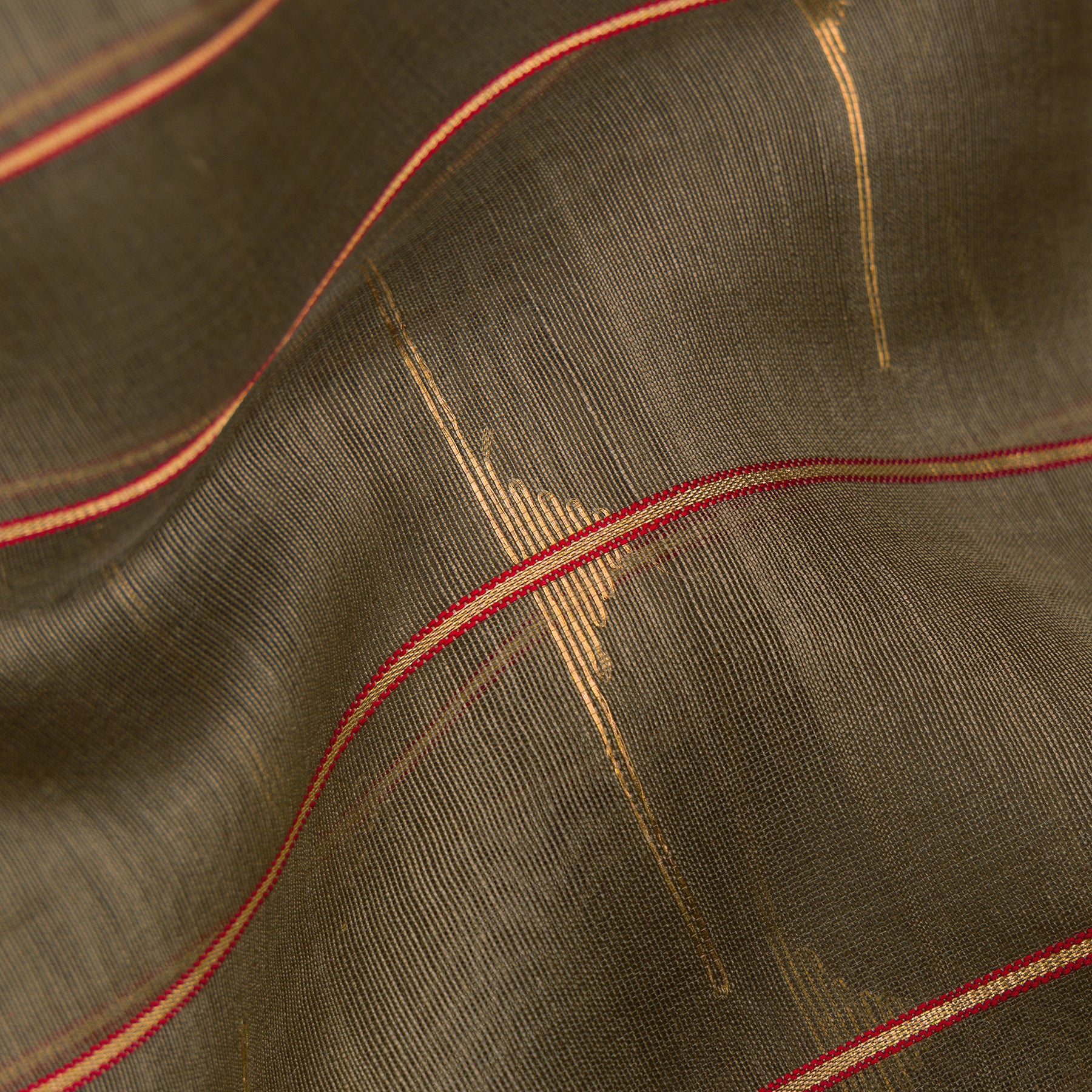 Pradeep Pillai Chanderi Silk/Cotton Sari 25-008-HS005-00329 - Fabric View