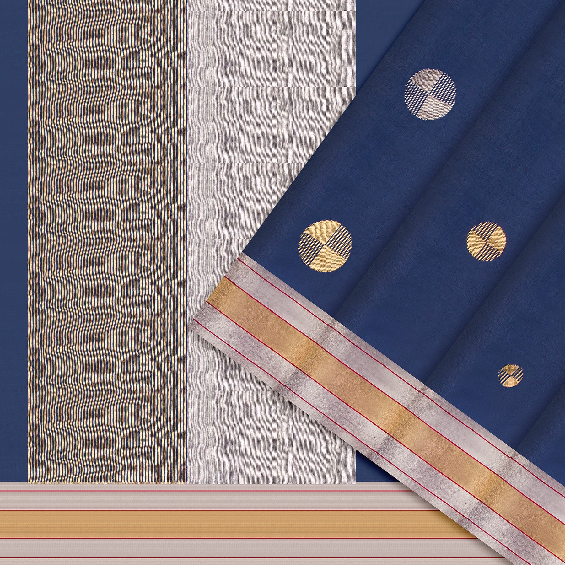 Pradeep Pillai Chanderi Silk/Cotton Sari 25-008-HS005-00564 - Cover View