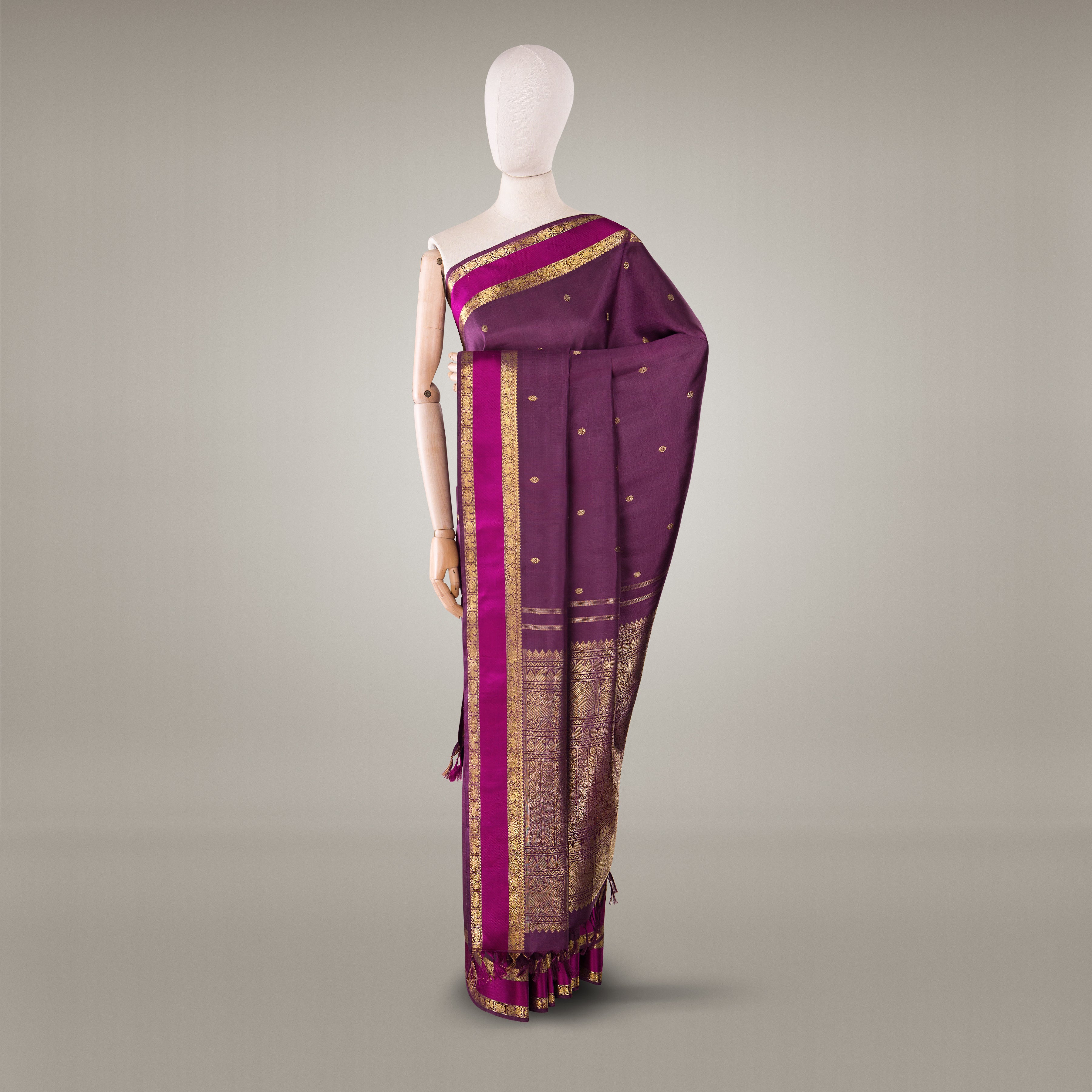 Kanakavalli Kanjivaram Silk Sari 25-599-HS001-01483 - Drape View