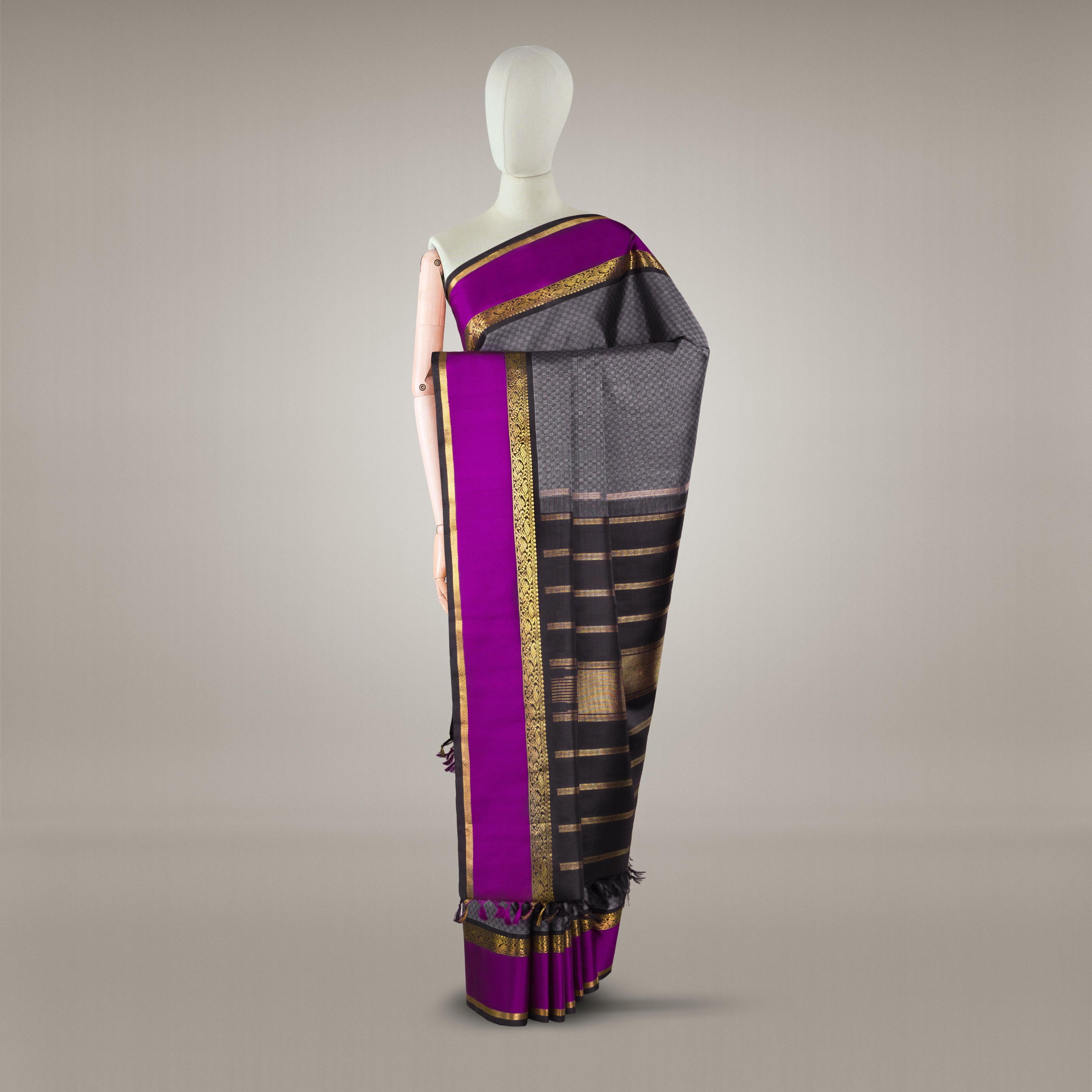 Kanakavalli Kanjivaram Silk Sari 25-615-HS001-04364 - Drape View