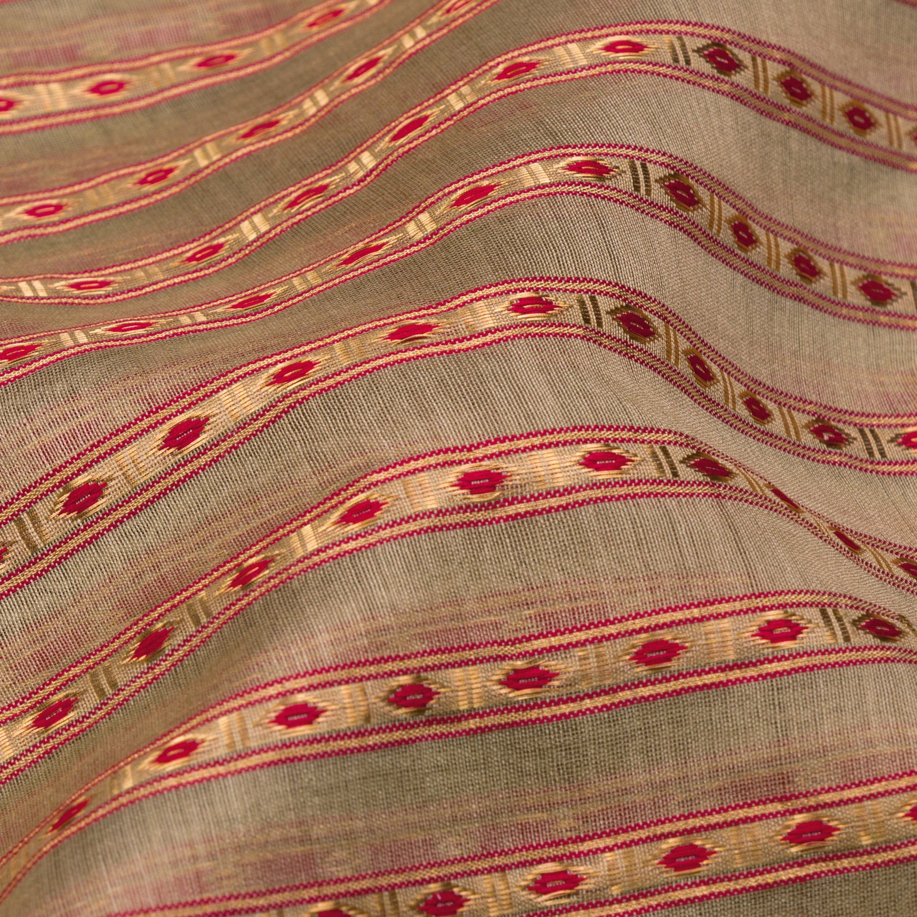 Pradeep Pillai Chanderi Silk/Cotton Sari 26-008-HS005-00235 - Fabric View