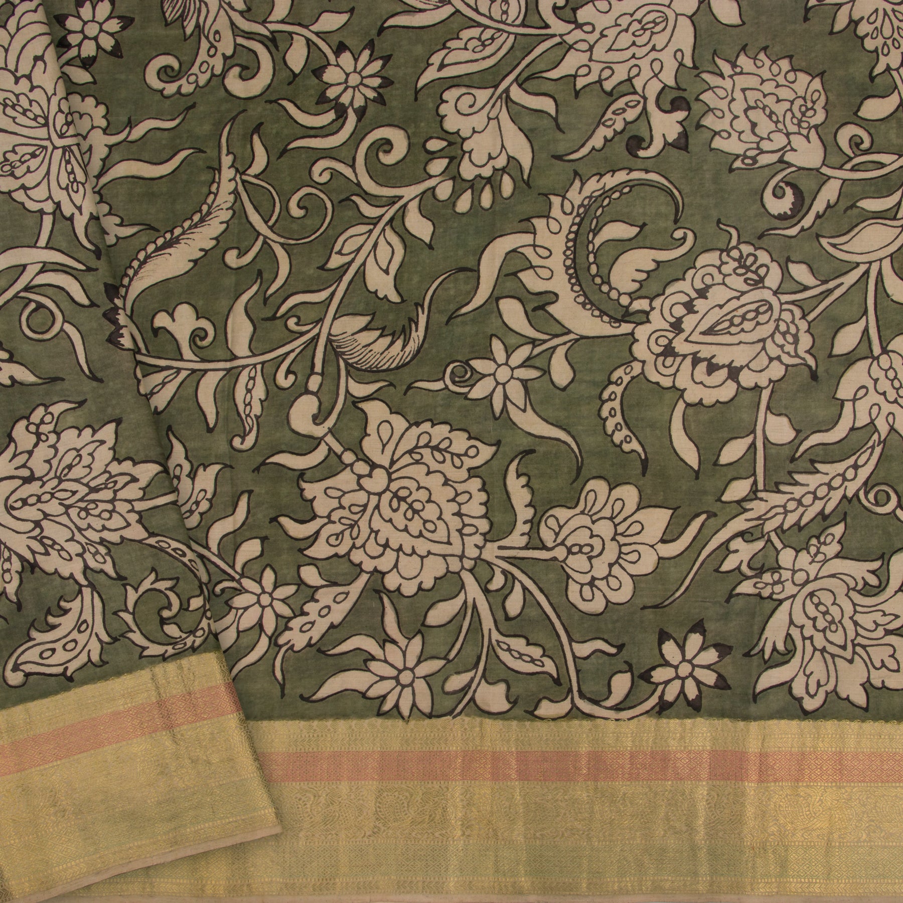 Kanakavalli Kalamkari Silk Blouse Length 19-100-HB001-08580 - Cover View