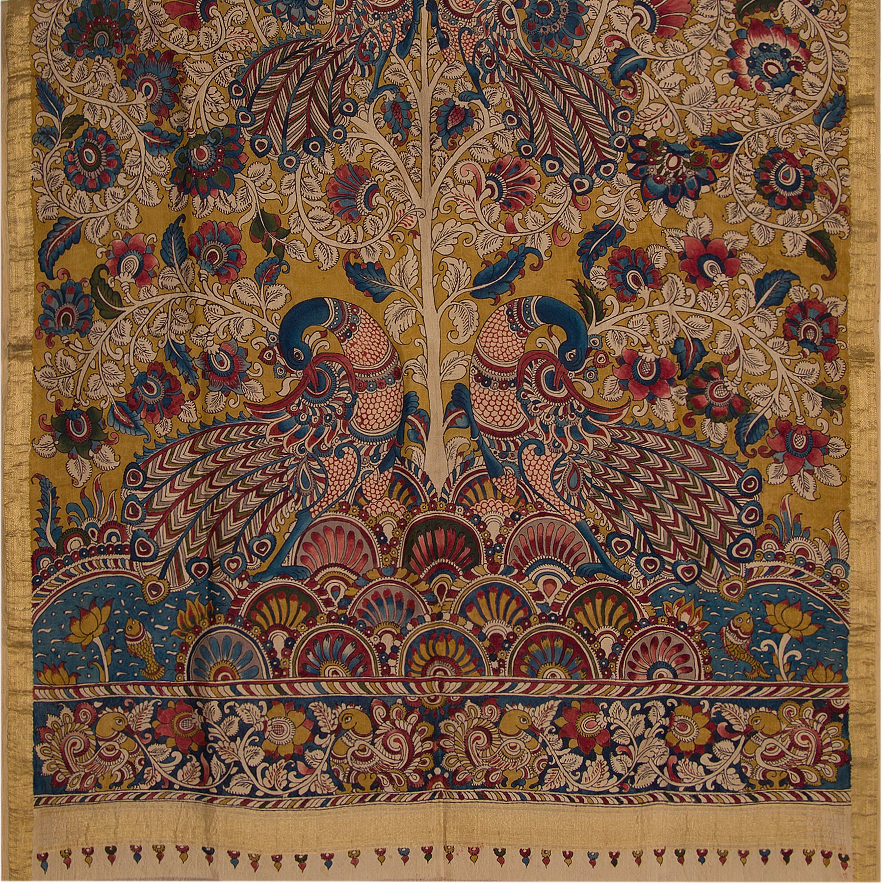 Kanakavalli X Kalamkari Kanjivaram Silk Sari 22-040-HS001-00027 - Full View