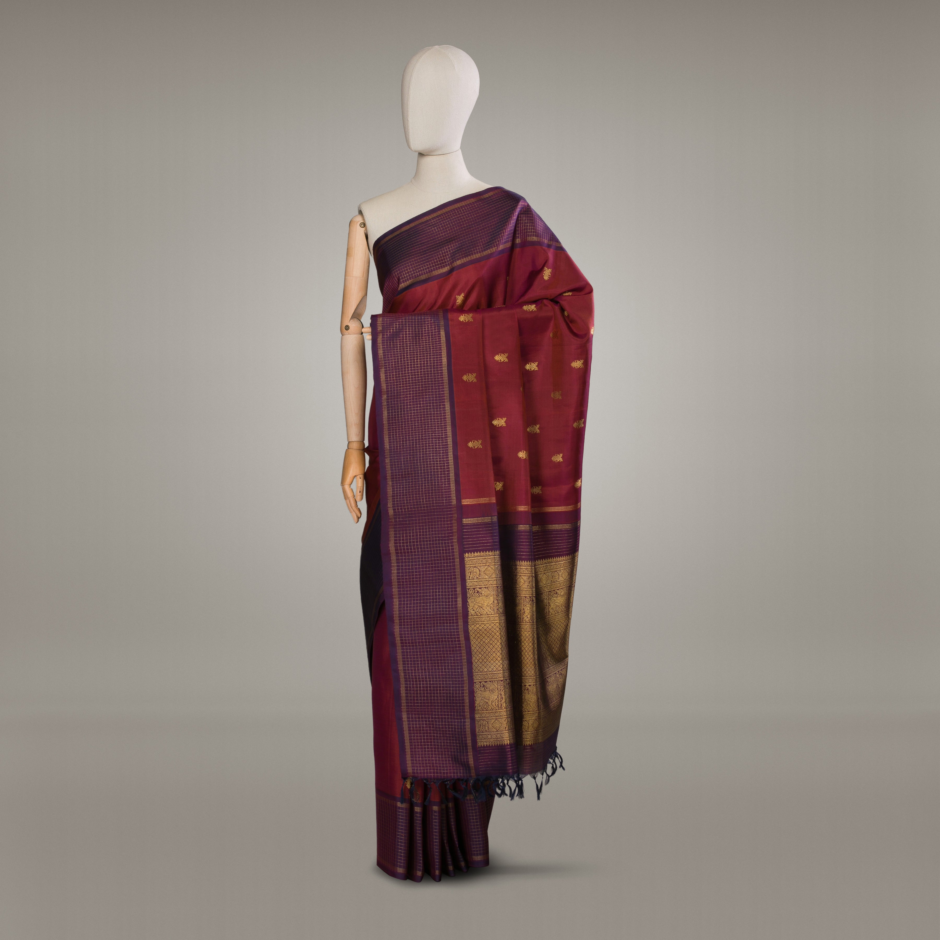 Kanakavalli Kanjivaram Silk Sari 23-595-HS001-09561 - Drape View