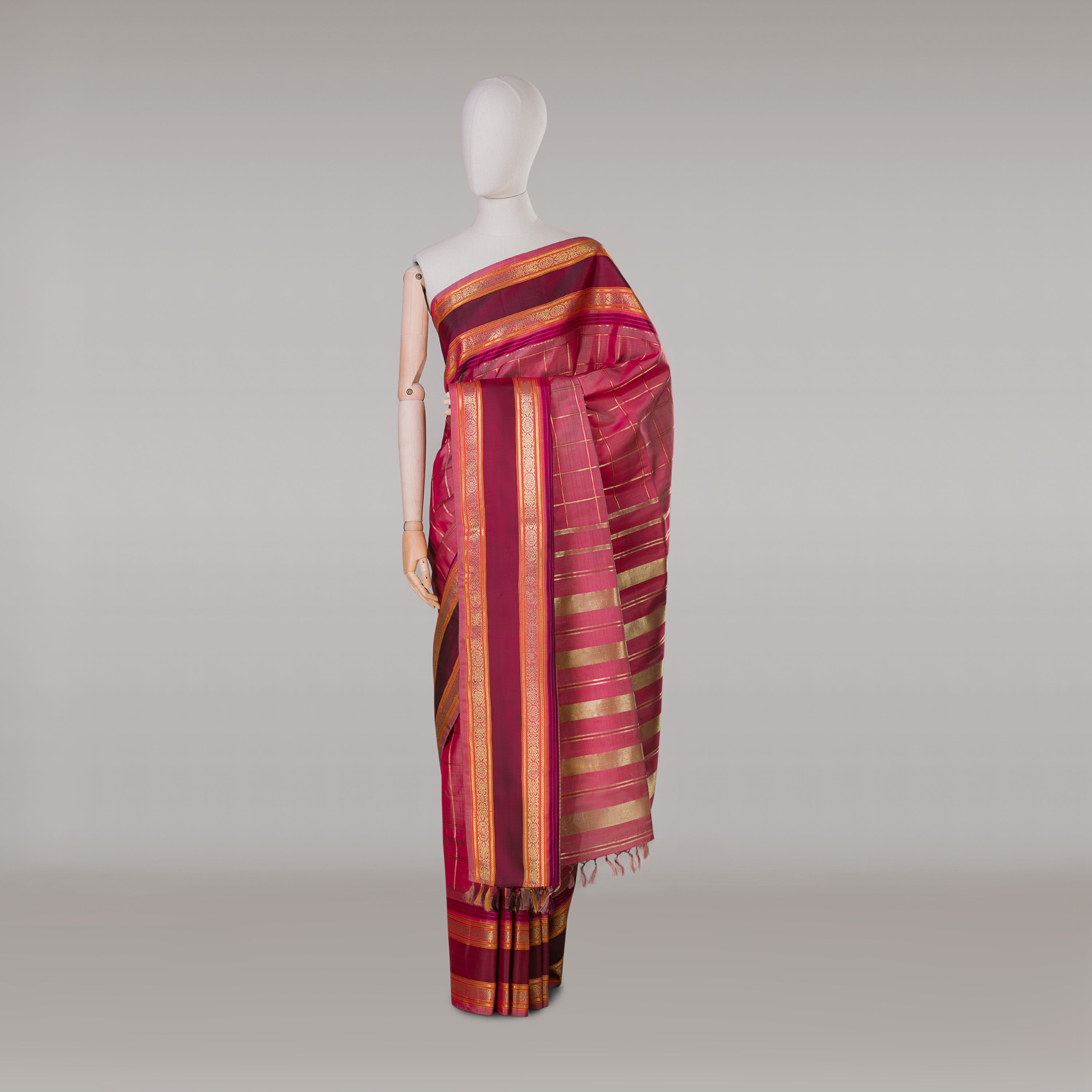 Kanakavalli Kanjivaram Silk Sari 22-040-HS001-09367 - Drape View