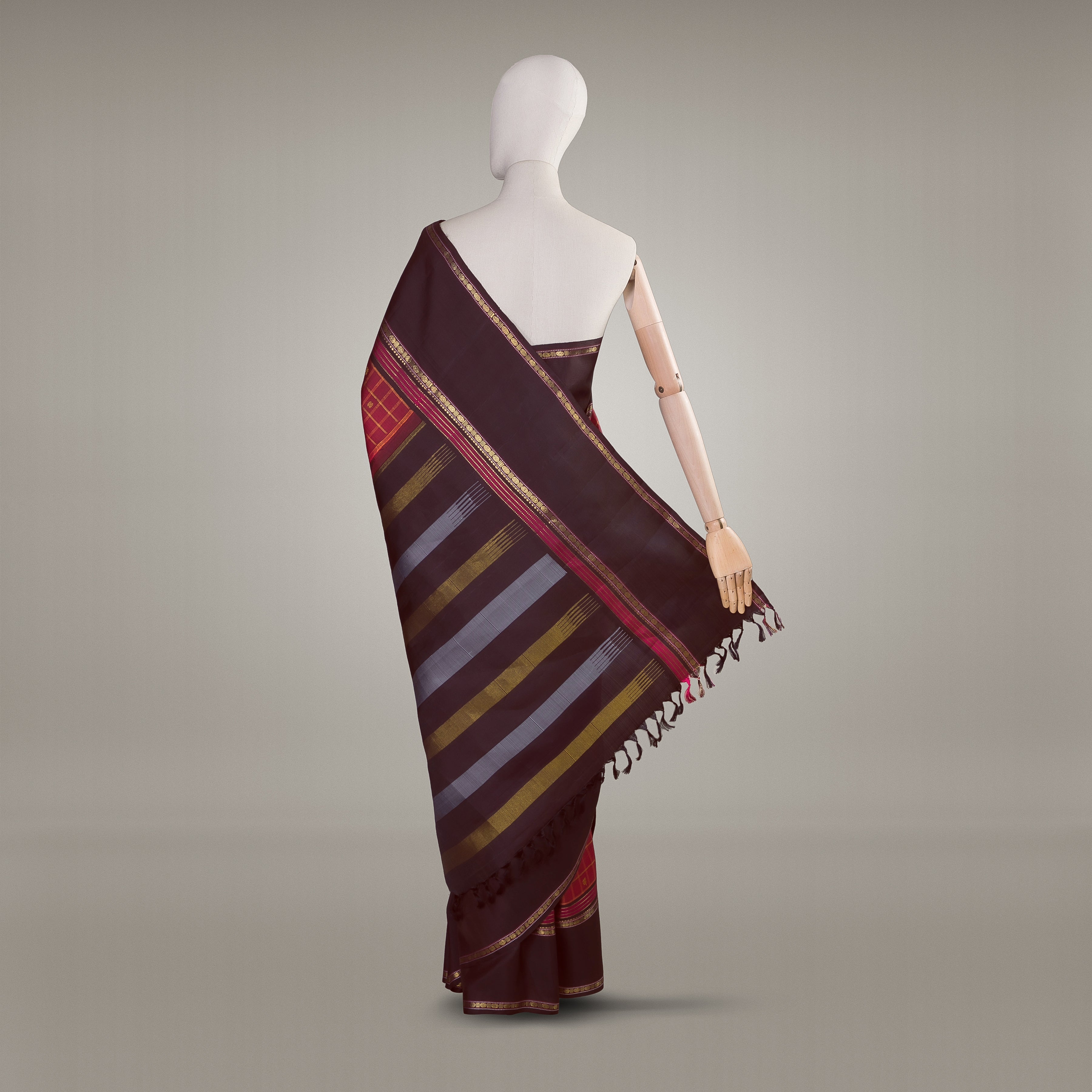 Kanakavalli Kanjivaram Silk Sari 22-040-HS001-11457 - Drape View2