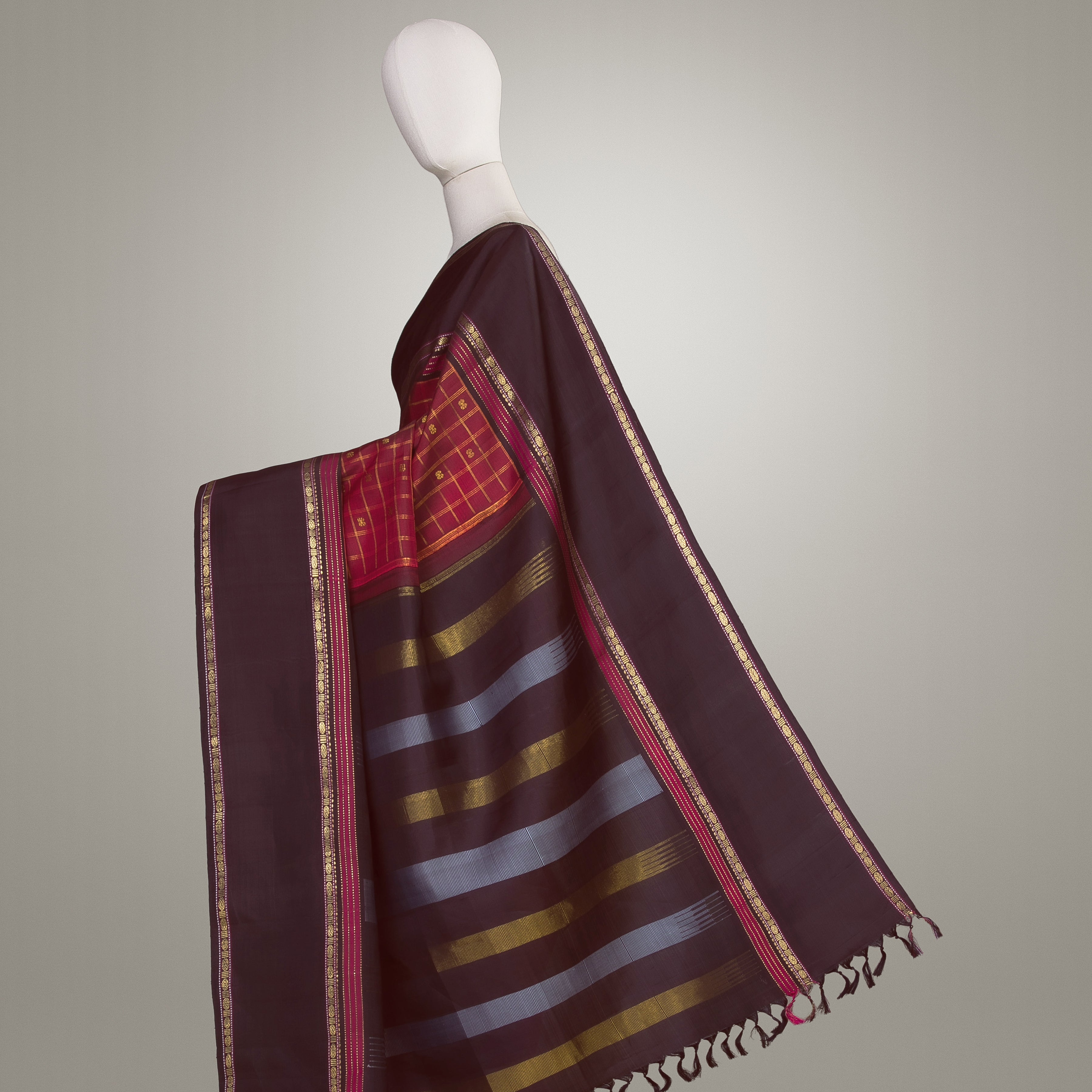 Kanakavalli Kanjivaram Silk Sari 22-040-HS001-11457 - Drape View1