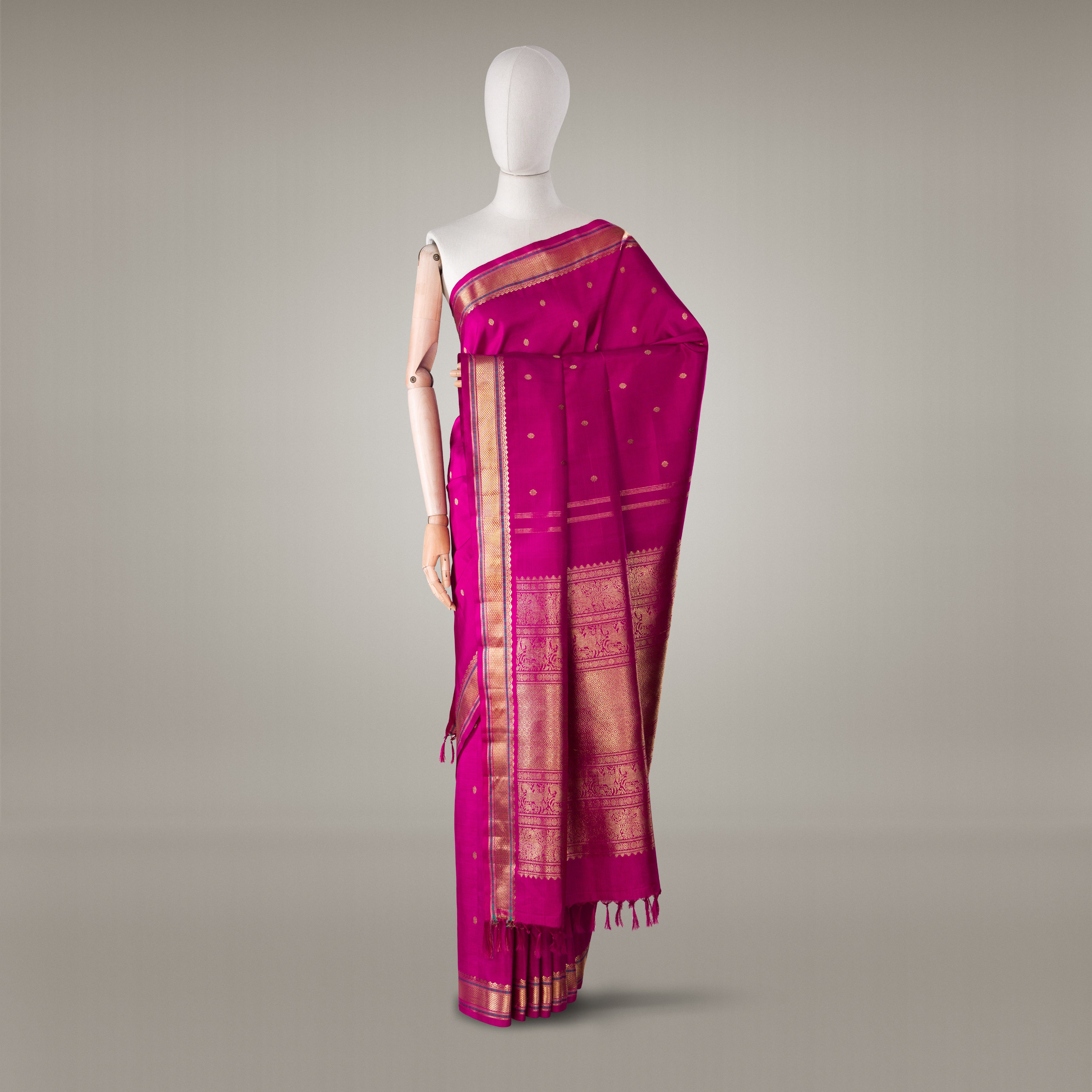 Kanakavalli Kanjivaram Silk Sari 22-040-HS001-15011 - Drape View