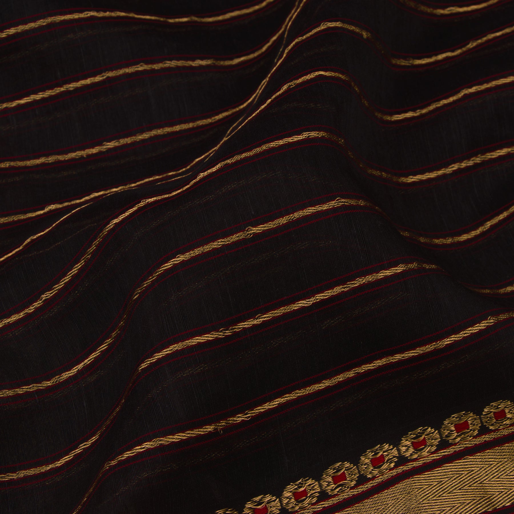 Pradeep Pillai Linen/Silk Sari 23-008-HS004-00336 - Fabric View