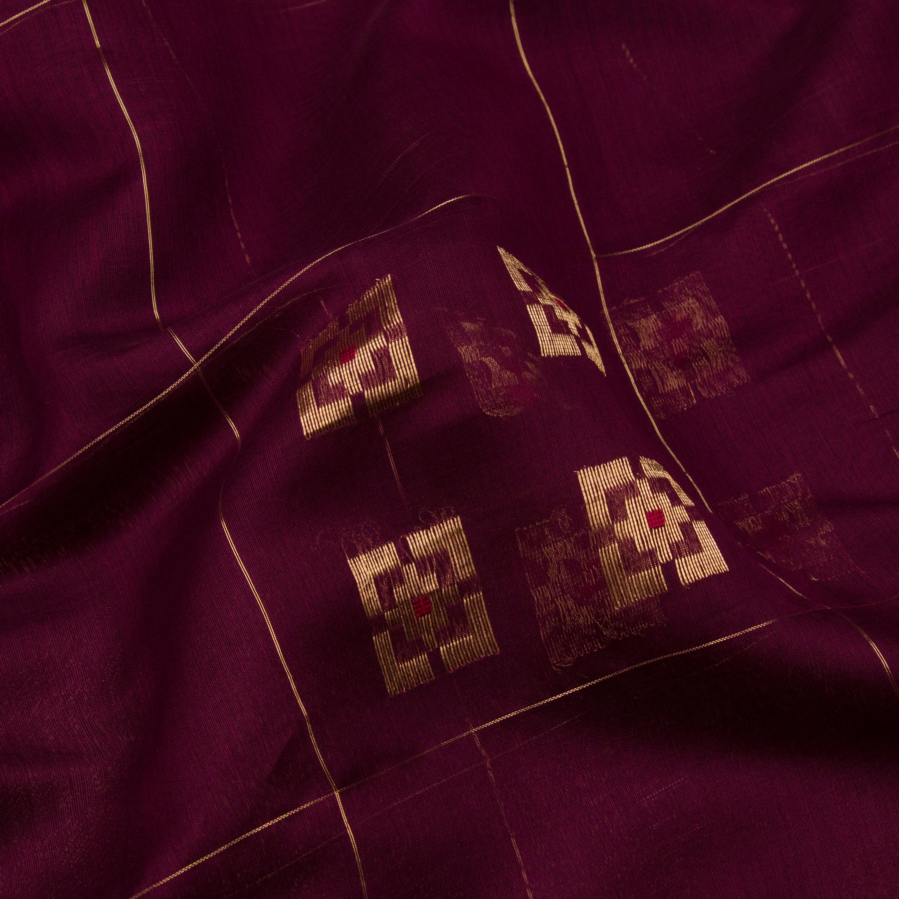 Pradeep Pillai Chanderi Silk/Cotton Sari 23-008-HS005-00255 - Fabric View