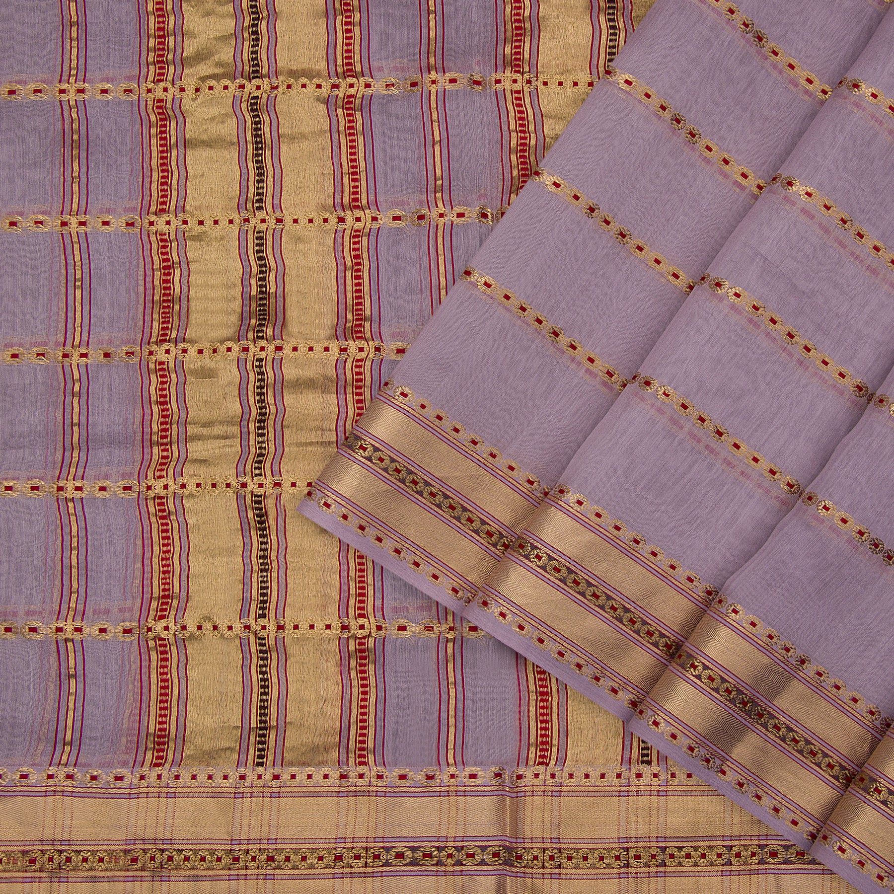 Pradeep Pillai Chanderi Silk/Cotton Sari 23-008-HS005-00303 - Cover View