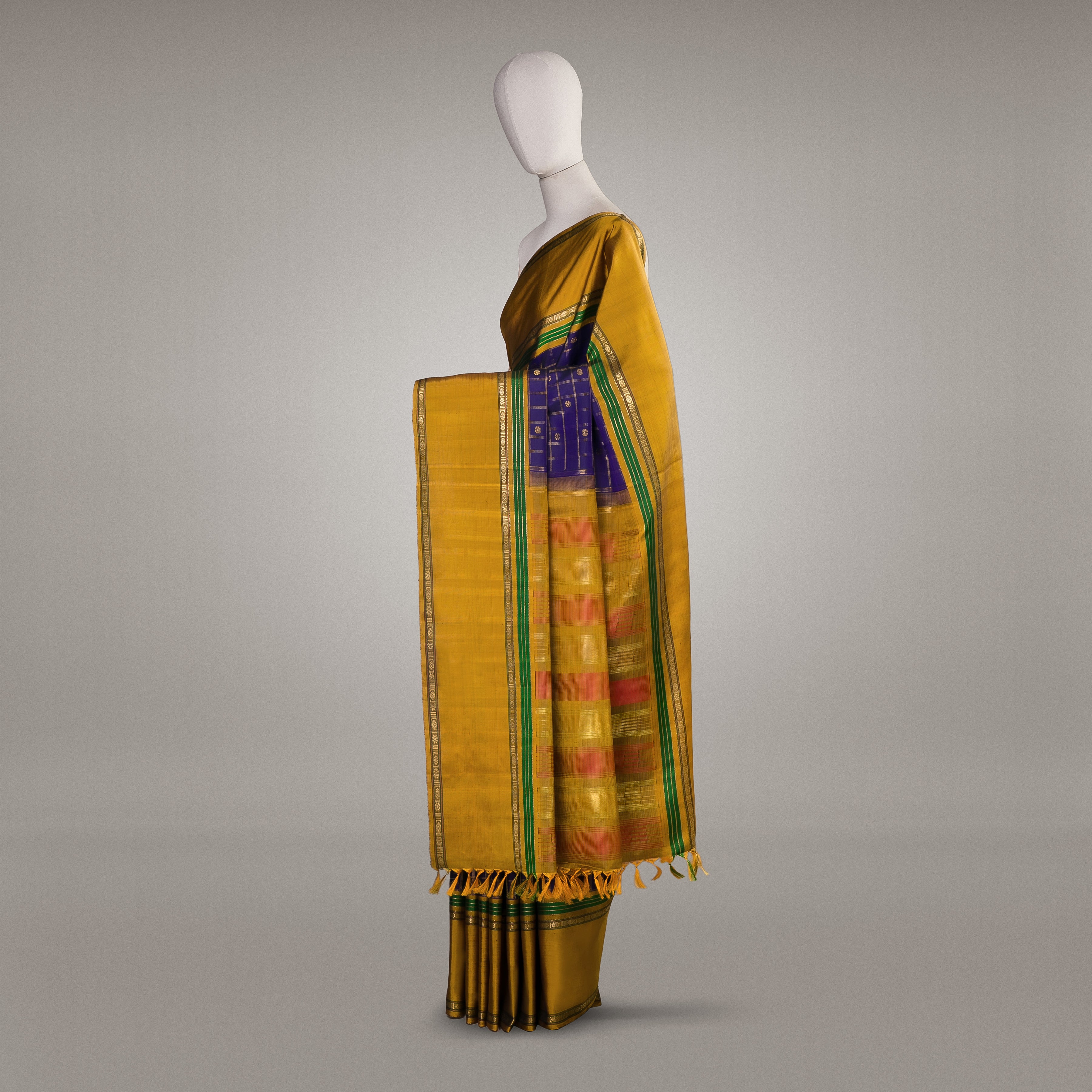 Kanakavalli Kanjivaram Silk Sari 23-040-HS001-03394 - Drape View1