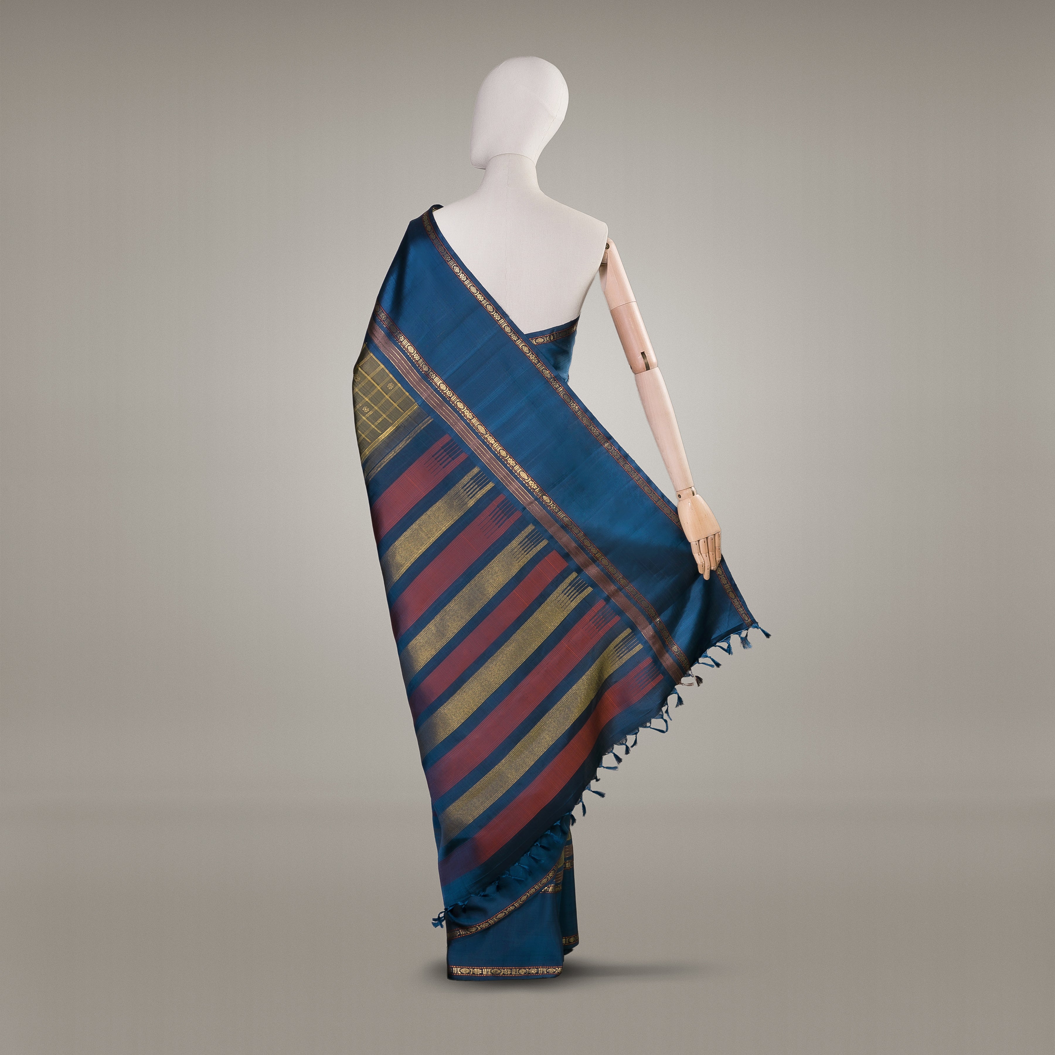 Kanakavalli Kanjivaram Silk Sari 23-040-HS001-10305 - Drape View2
