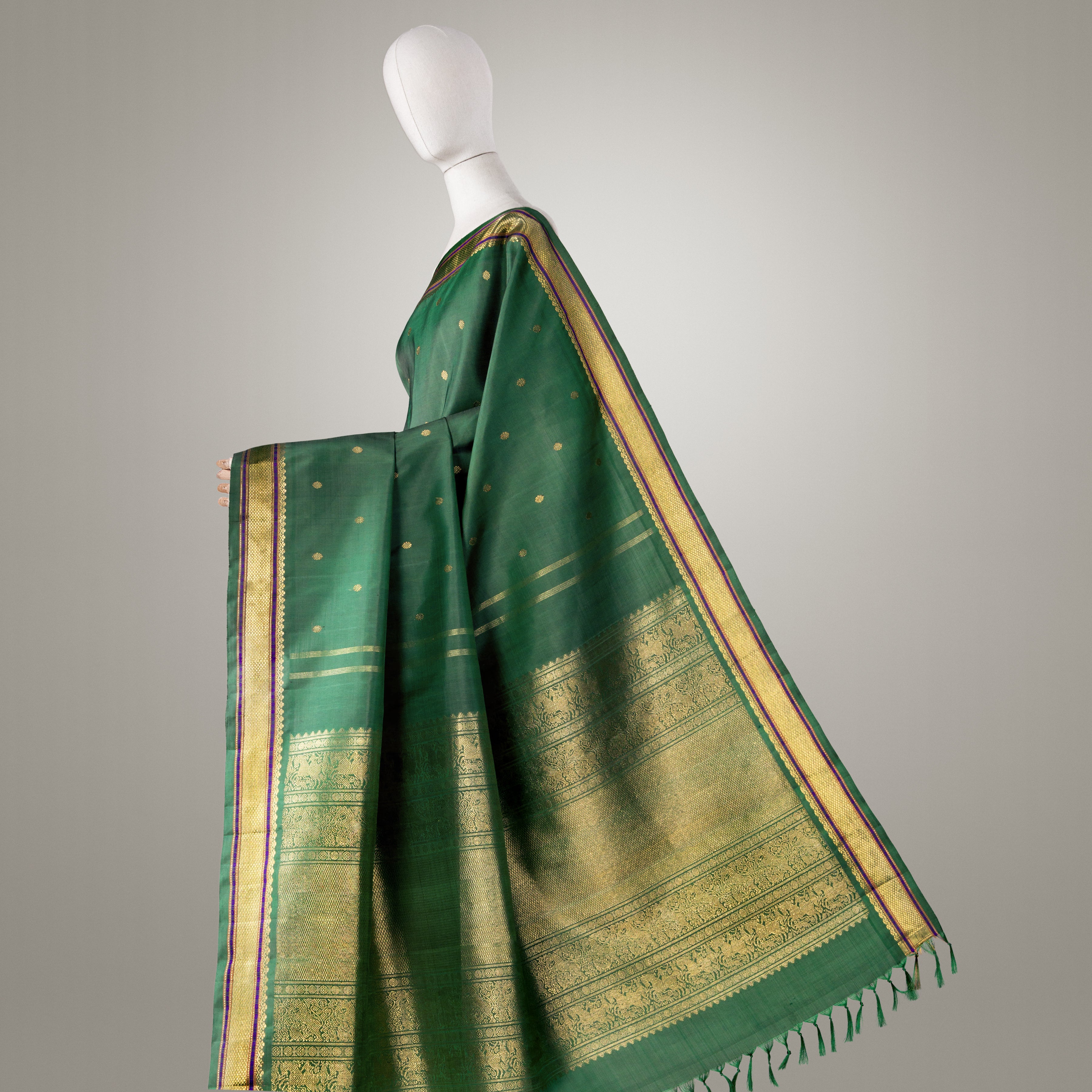 Kanakavalli Kanjivaram Silk Sari 23-040-HS001-11546 - Drape View 1