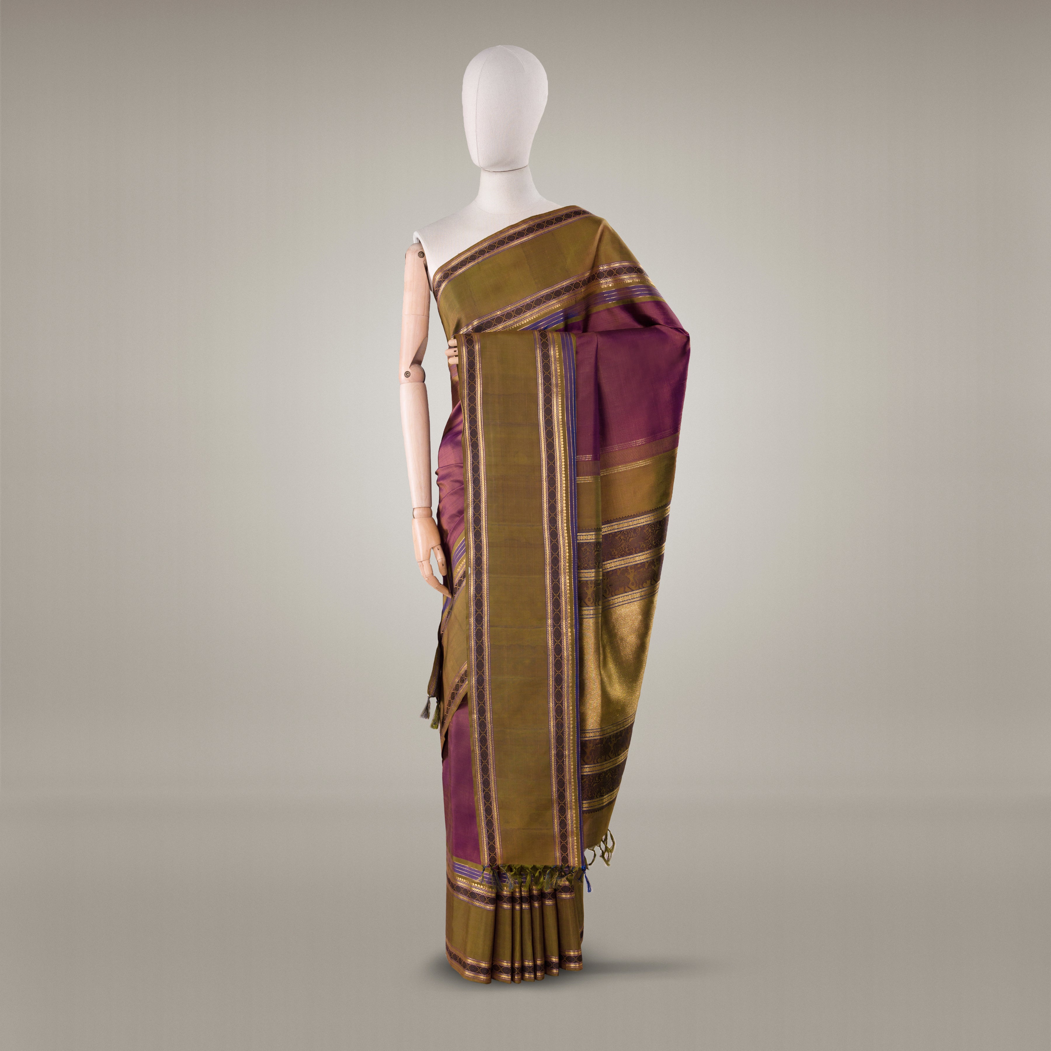 Kanakavalli Kanjivaram Silk Sari 23-040-HS001-12852 - Drape View