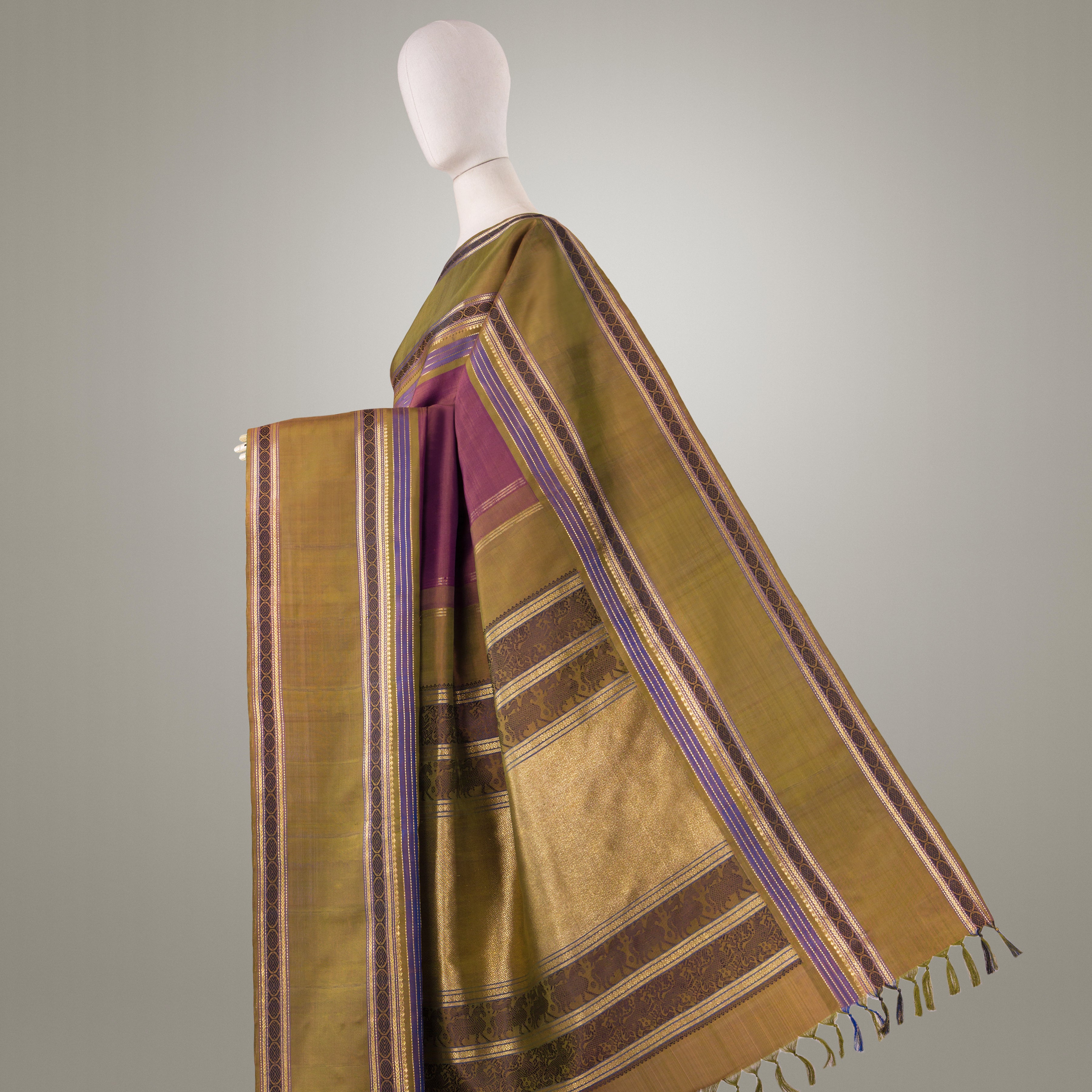 Kanakavalli Kanjivaram Silk Sari 23-040-HS001-12852 - Drape View 1