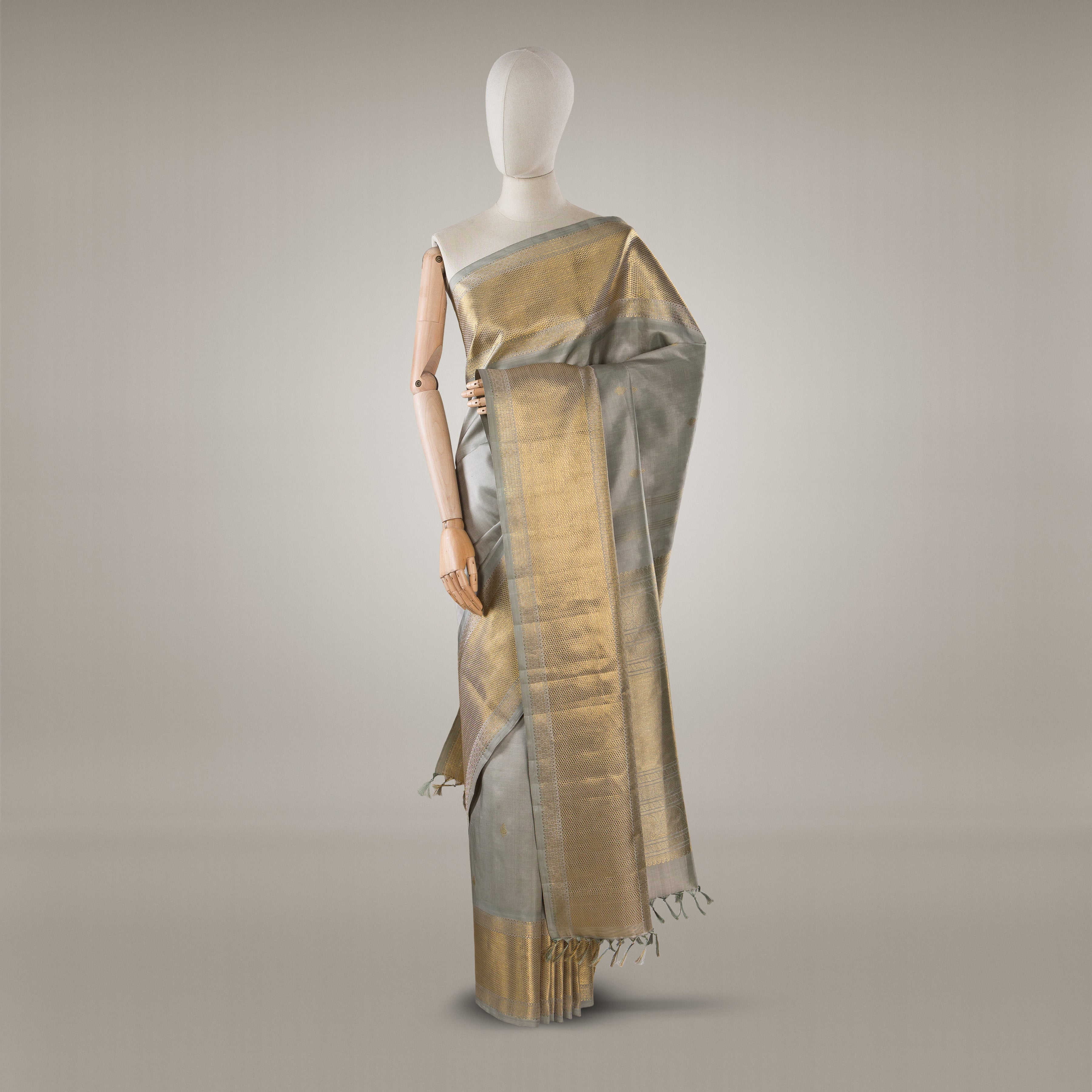 Kanakavalli Kanjivaram Silk Sari 23-040-HS001-12884 - Drape View