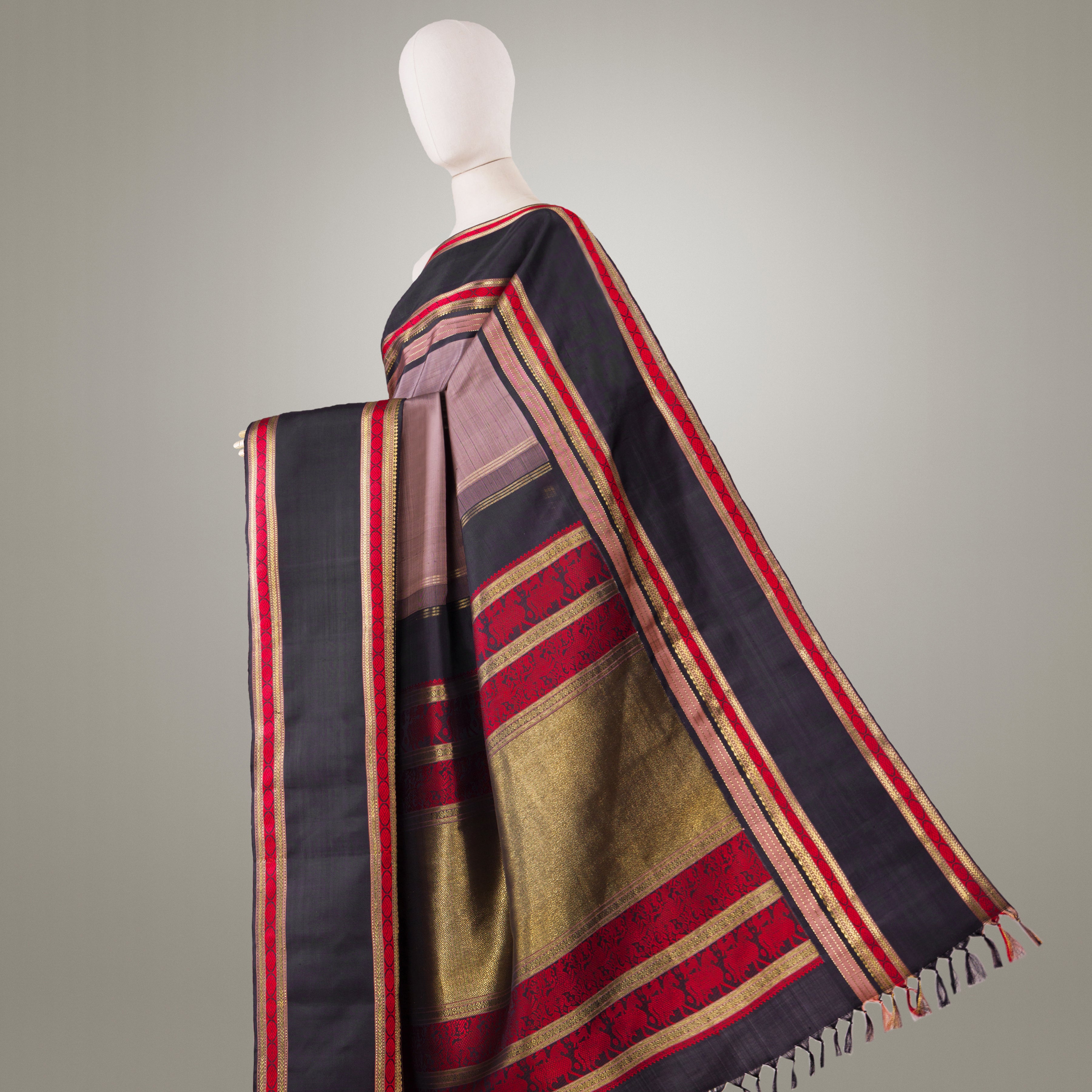 Kanakavalli Kanjivaram Silk Sari 23-040-HS001-14542 - Drape View1