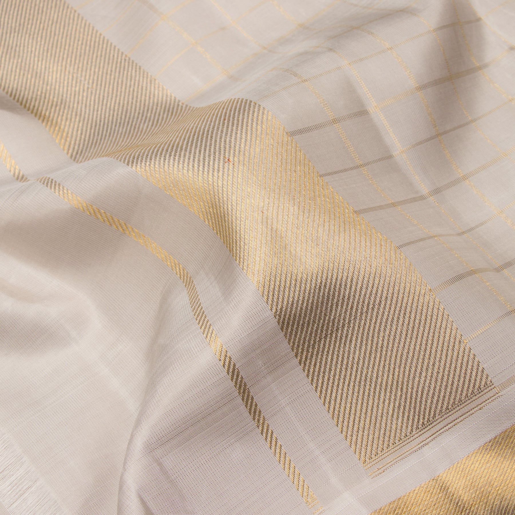 Kanakavalli Kanjivaram Silk Angavastram Set 23-110-HA001-03879 - Detail Fabric View