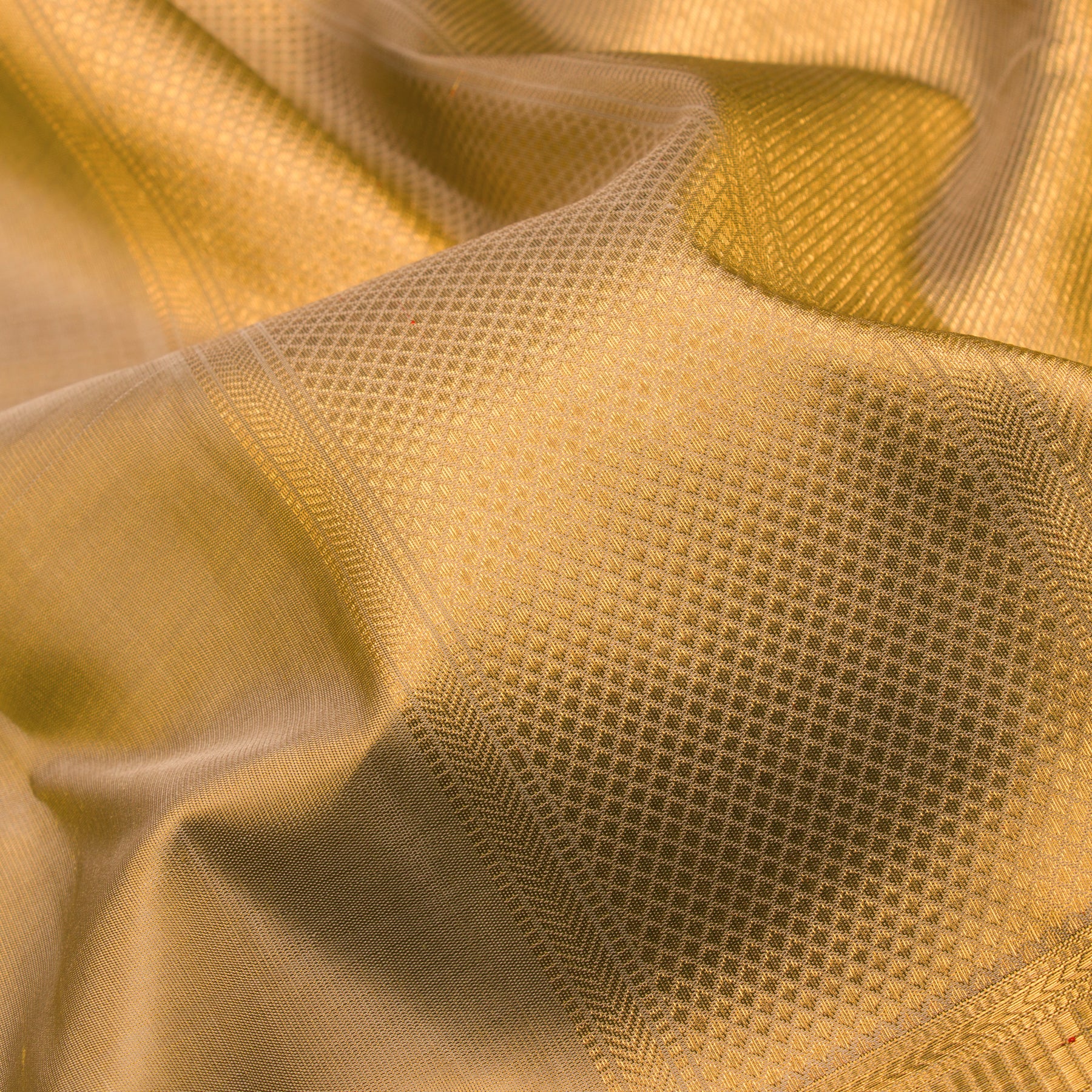 Kanakavalli Kanjivaram Silk Angavastram Set 23-110-HA001-09074 - Detail Fabric View
