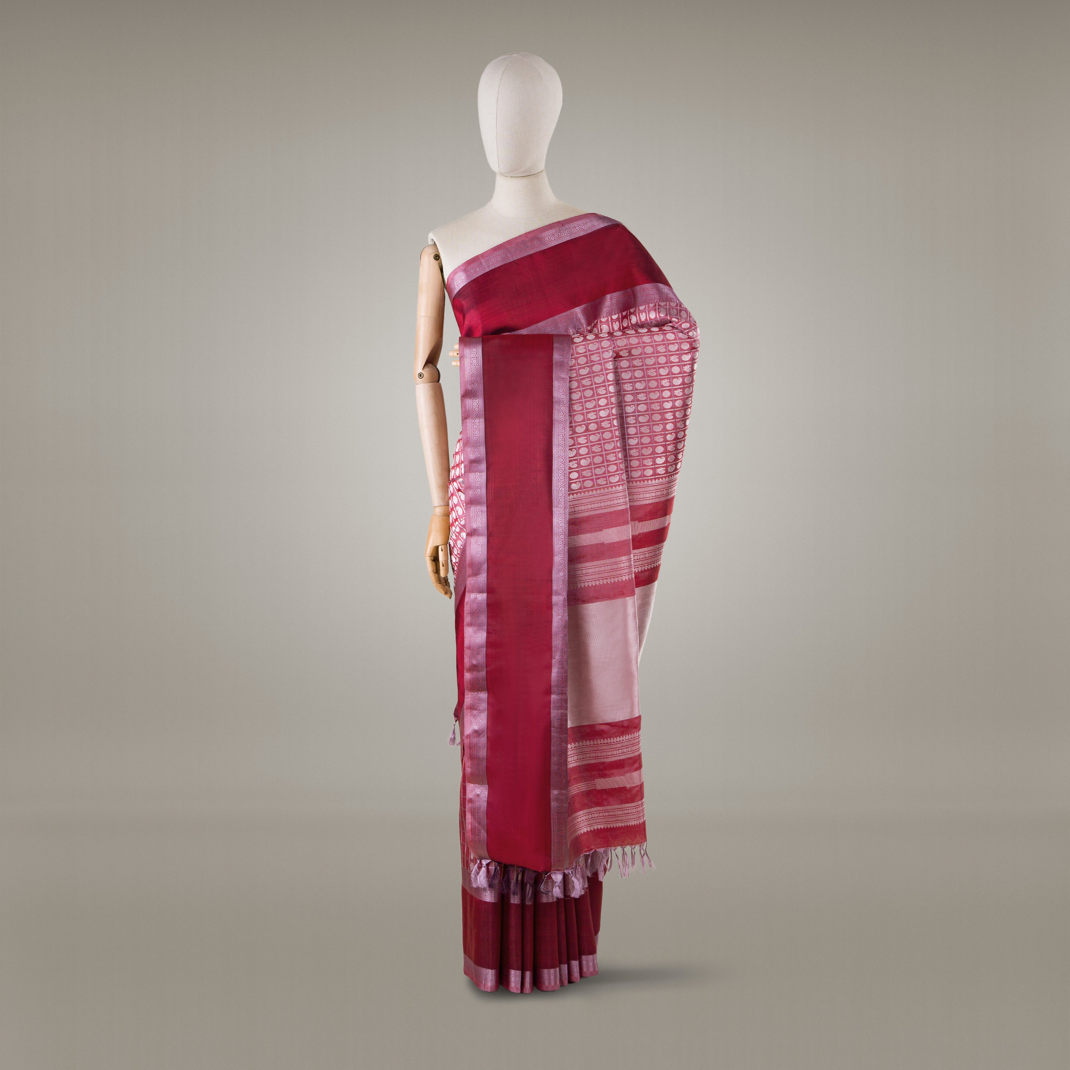 Kanakavalli Kanjivaram Silk Sari 23-599-HS001-05249 - Drape View