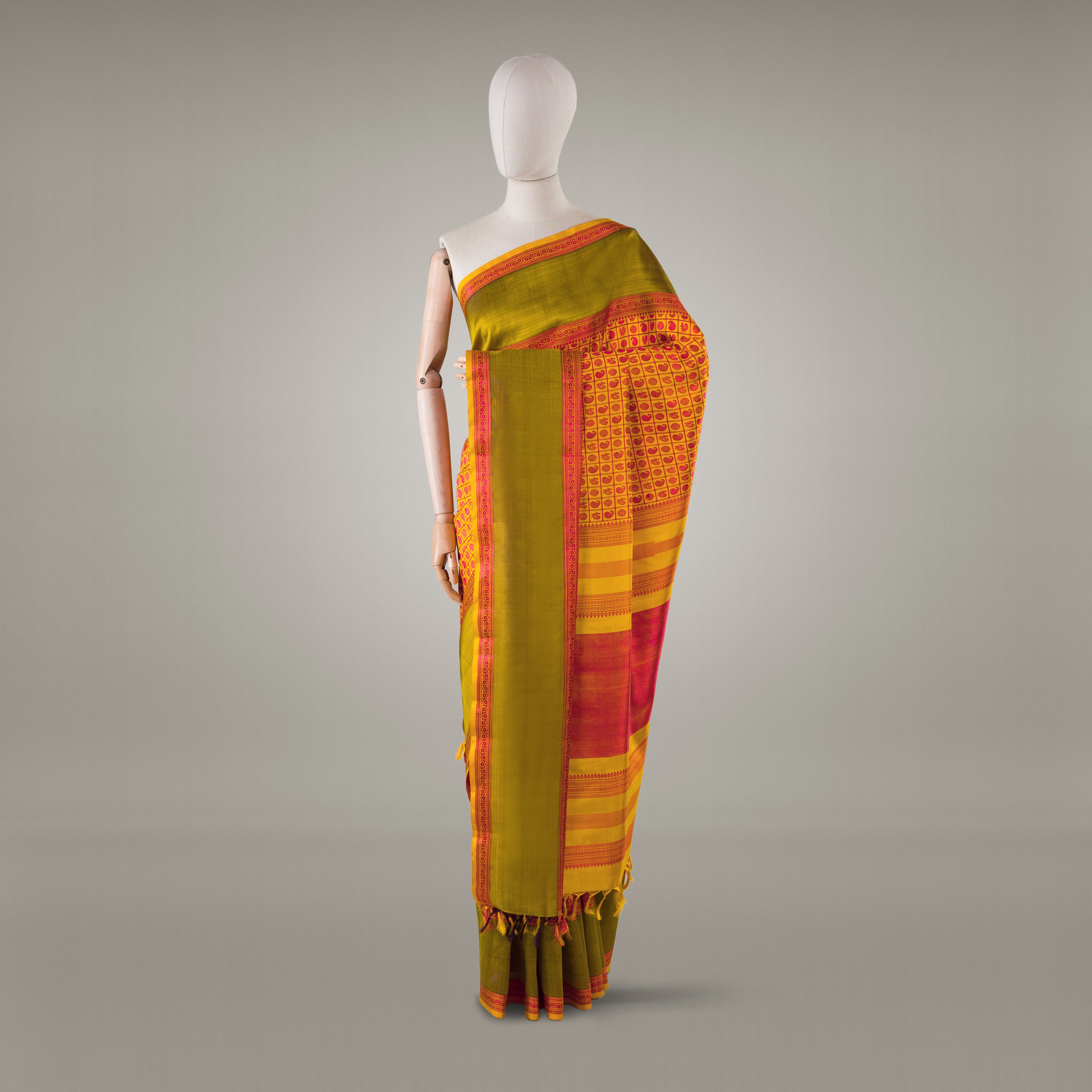 Kanakavalli Kanjivaram Silk Sari 23-599-HS001-09742 - Drape View