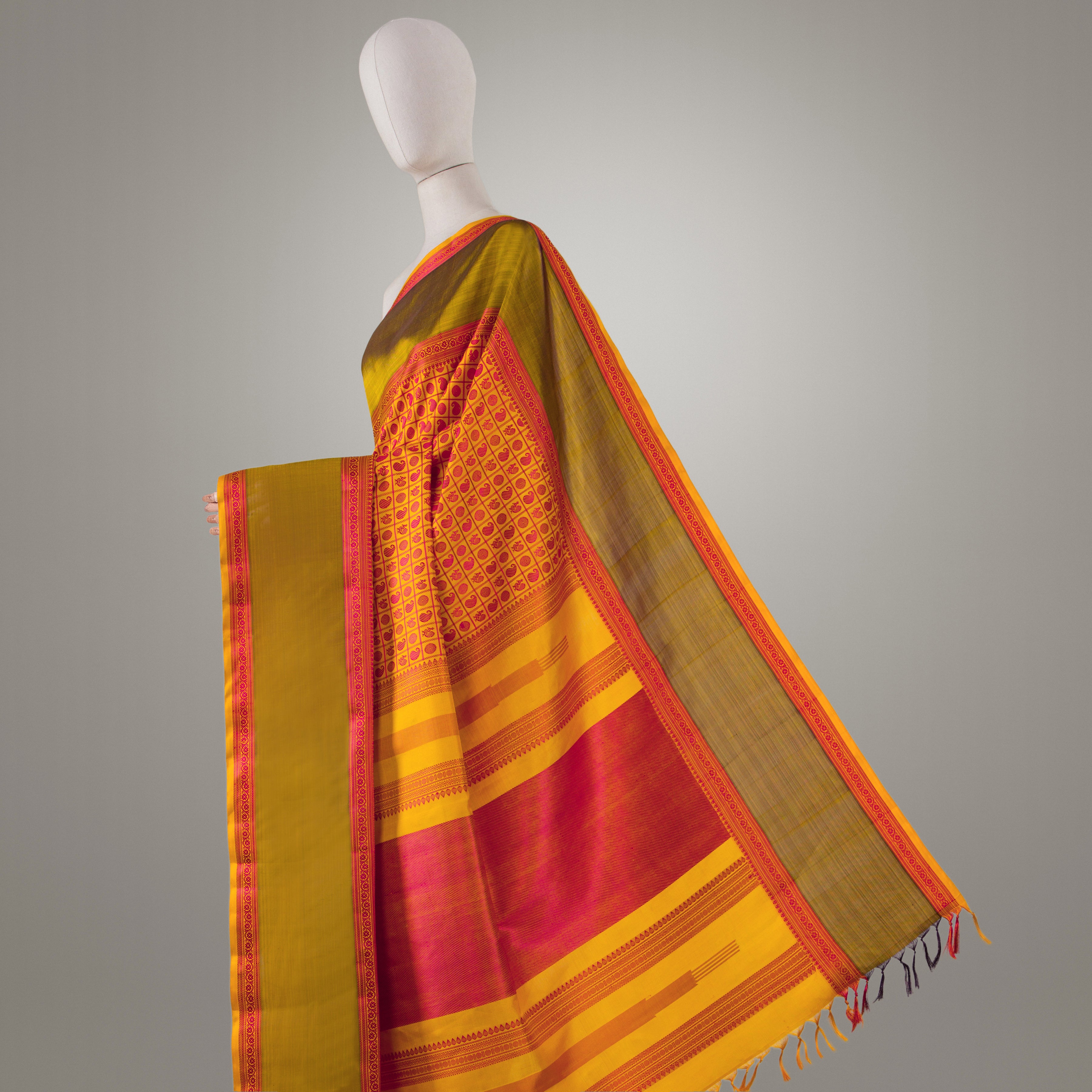 Kanakavalli Kanjivaram Silk Sari 23-599-HS001-09742 - Drape View 1