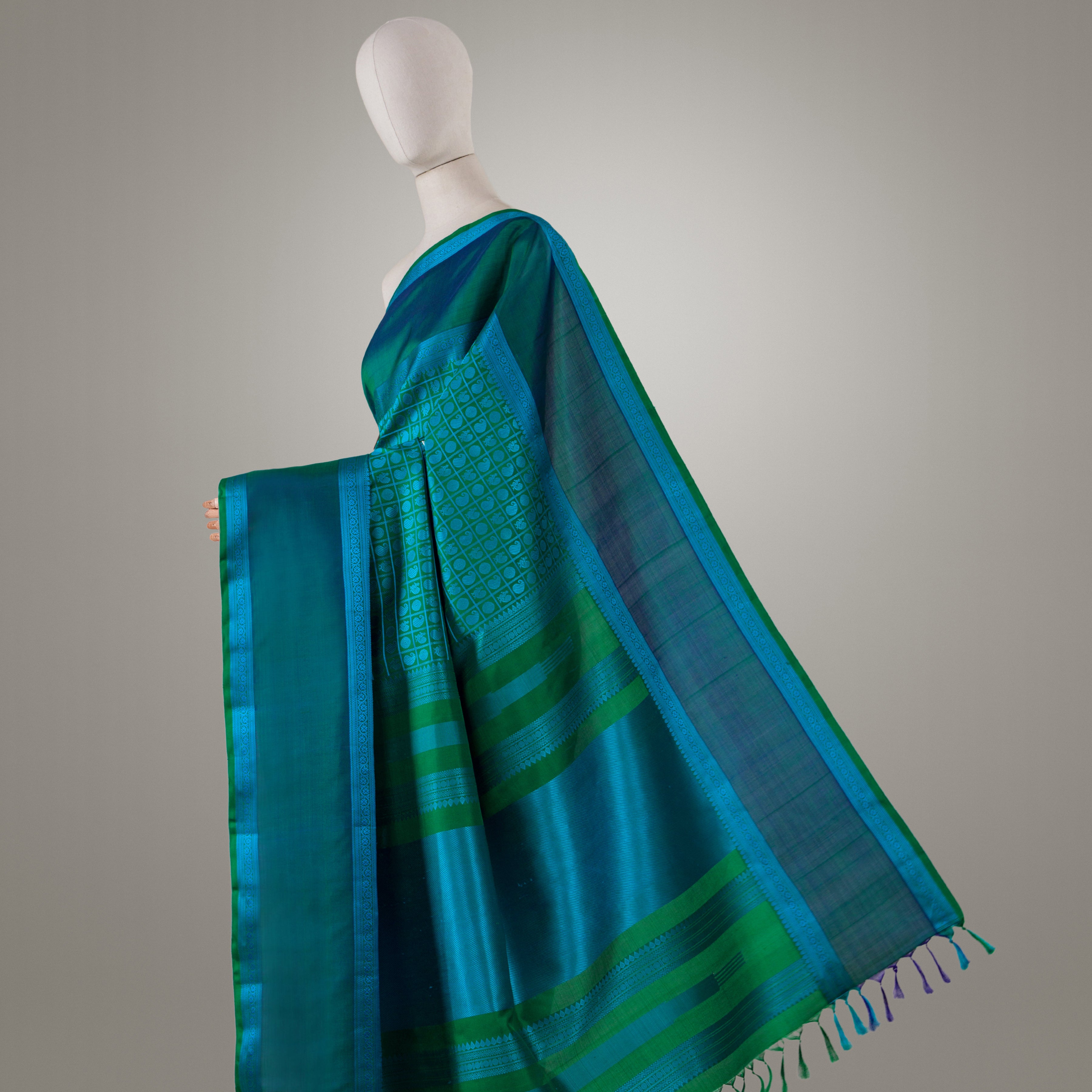 Kanakavalli Kanjivaram Silk Sari 23-599-HS001-09745 - Drape View1