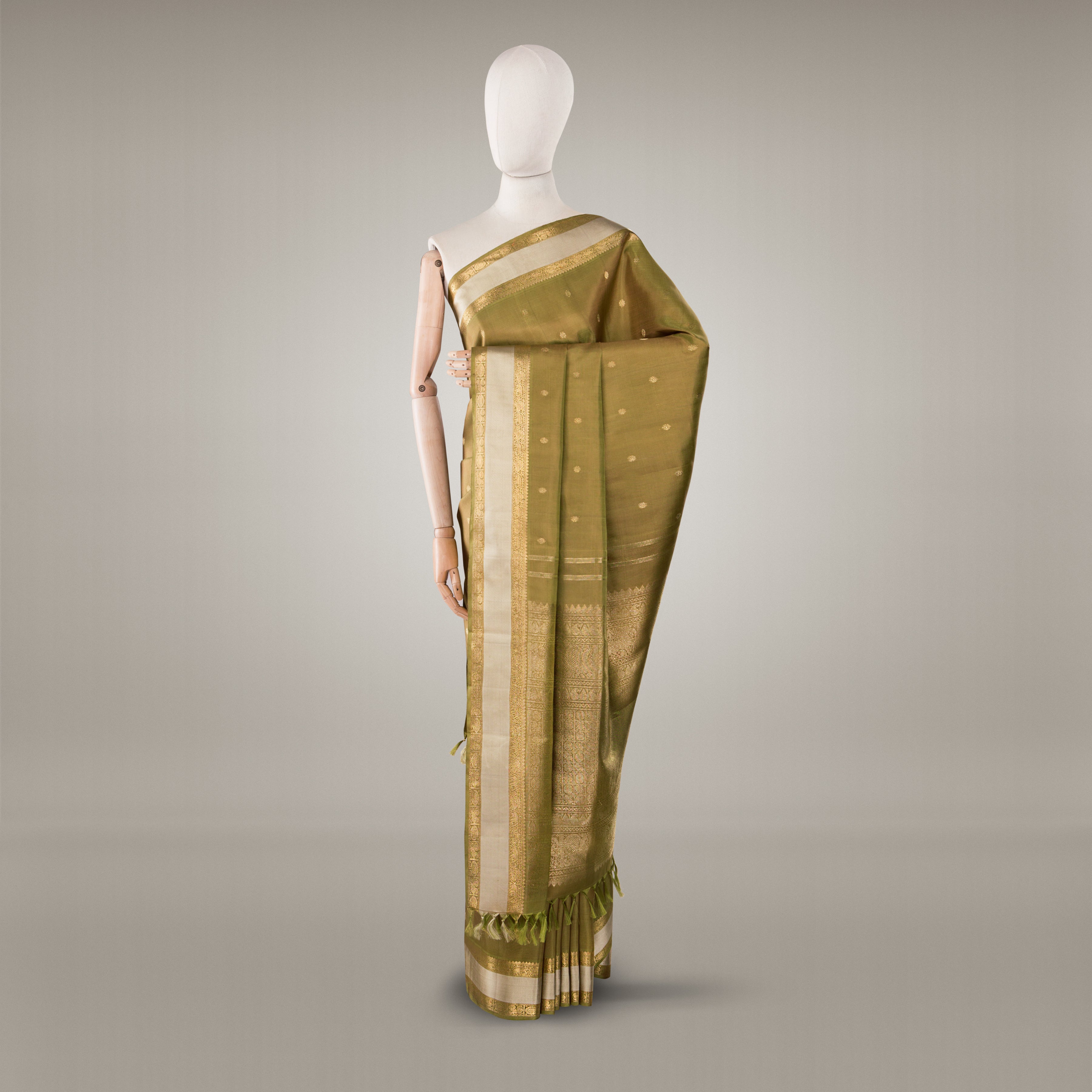Kanakavalli Kanjivaram Silk Sari 23-599-HS001-10807 - Drape View