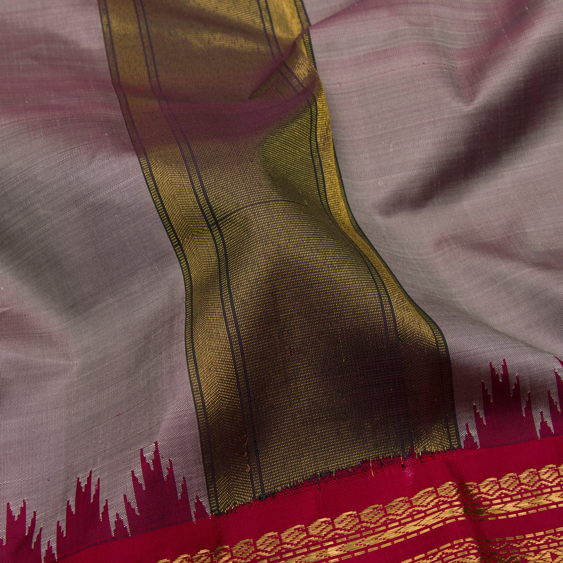 Kanakavalli Kanjivaram Silk Angavastram Set 23-611-HA001-12955 - Detail Fabric View