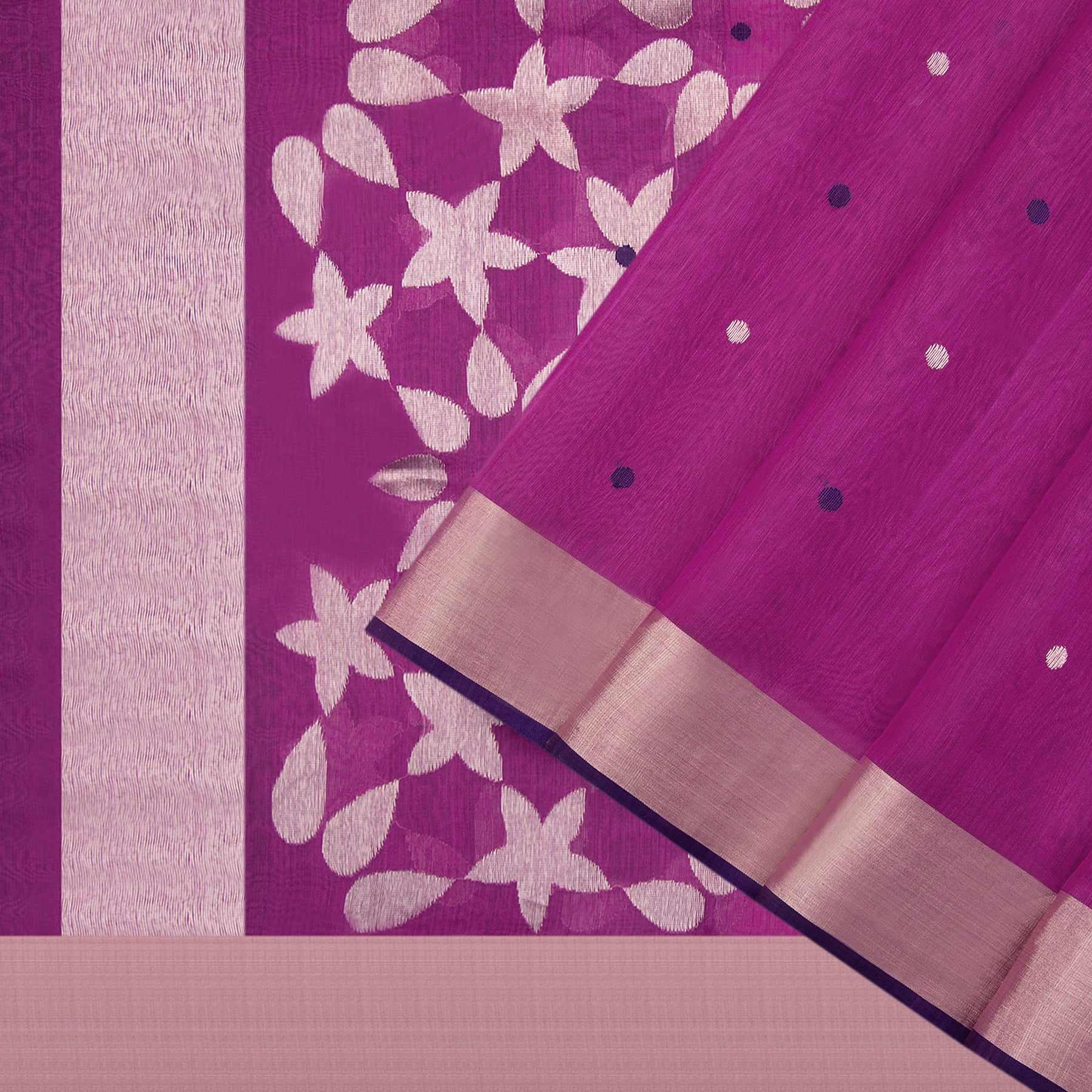 Pradeep Pillai Chanderi Silk/Cotton Sari 24-008-HS005-00257 - Cover View