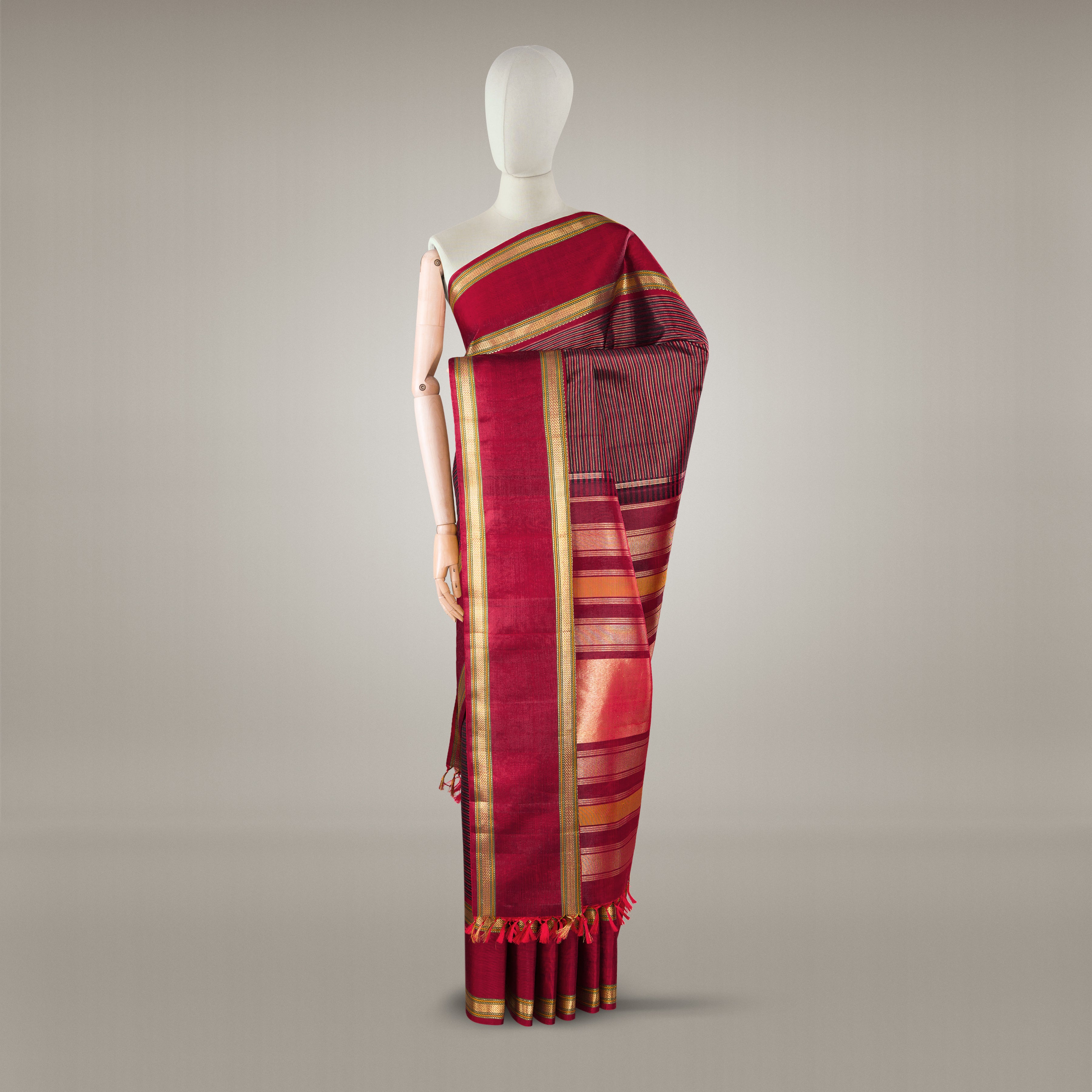 Kanakavalli Kanjivaram Silk Sari 24-040-HS001-04691 - Drape View