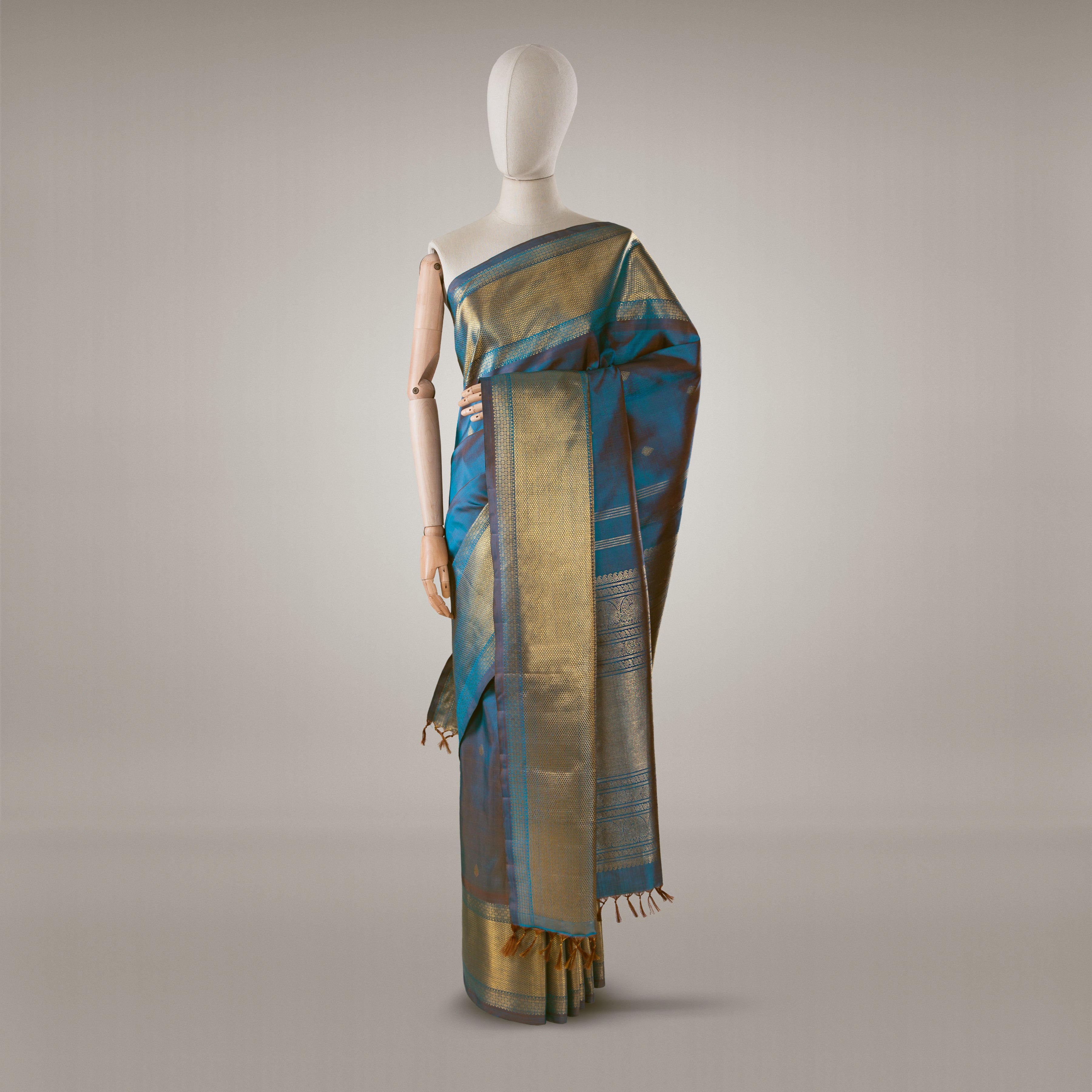 Kanakavalli Kanjivaram Silk Sari 24-040-HS001-05181 - Drape View  