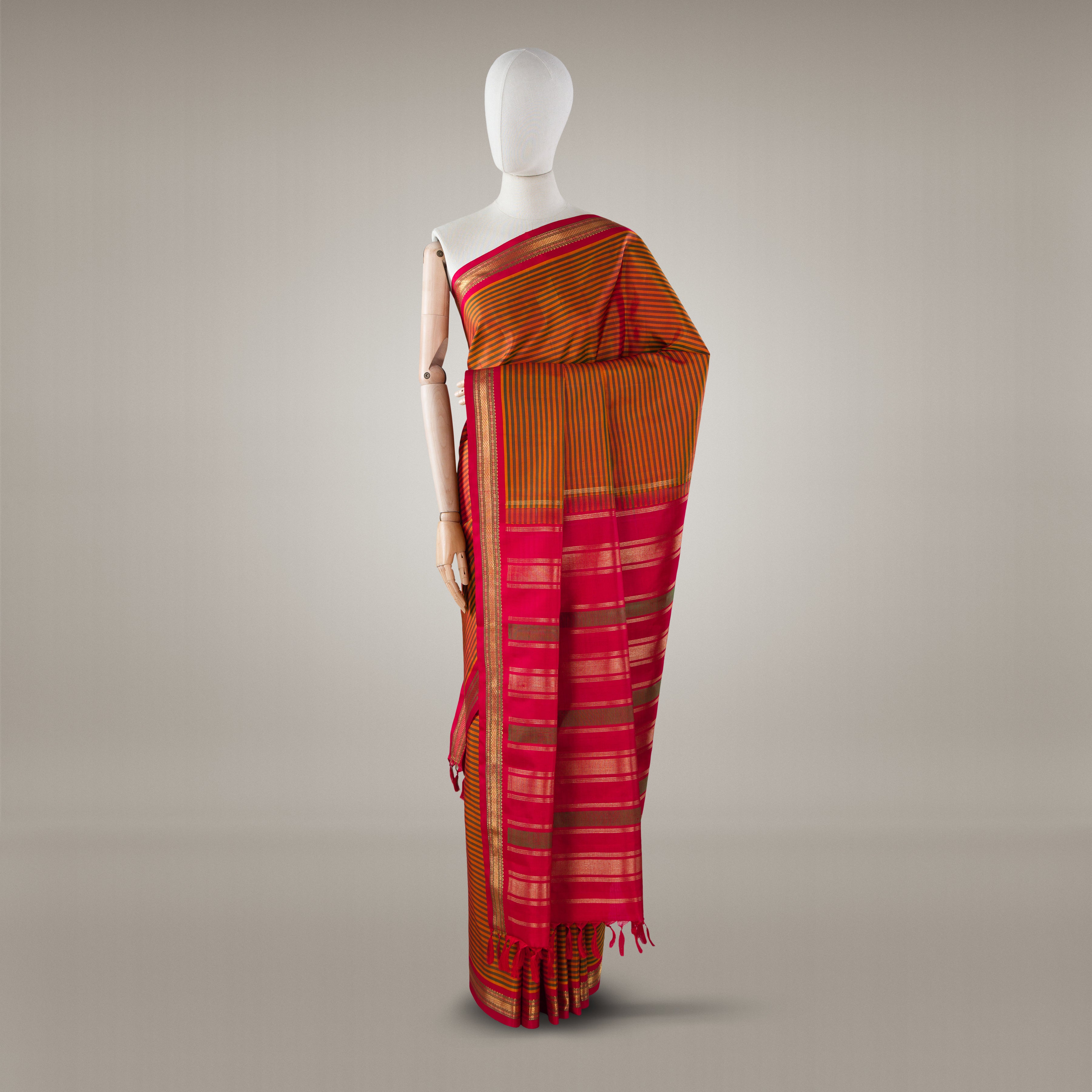 Kanakavalli Kanjivaram Silk Sari 24-040-HS001-05215 - Drape View