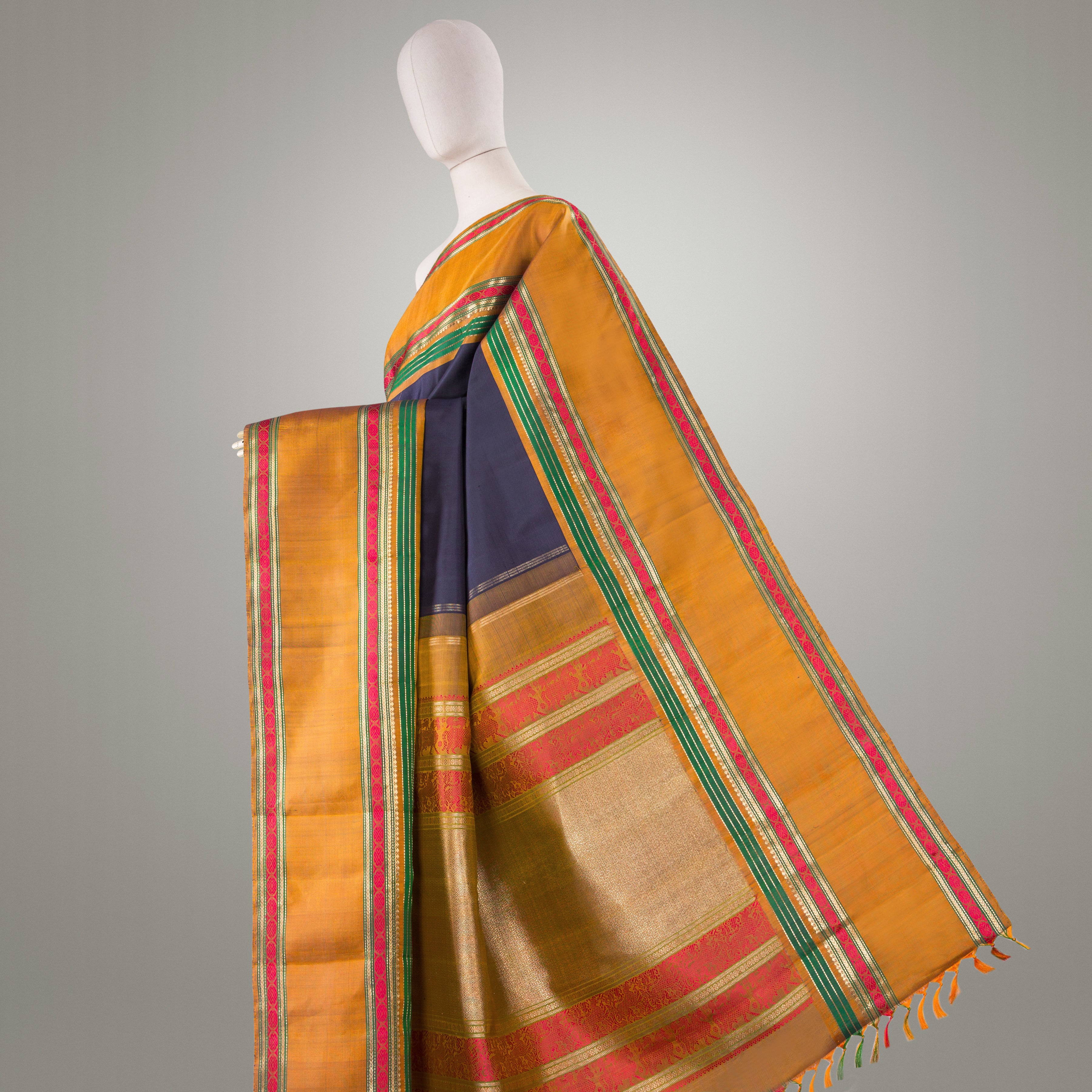 Kanakavalli Kanjivaram Silk Sari 23-041-HS001-00880 - Drape View1