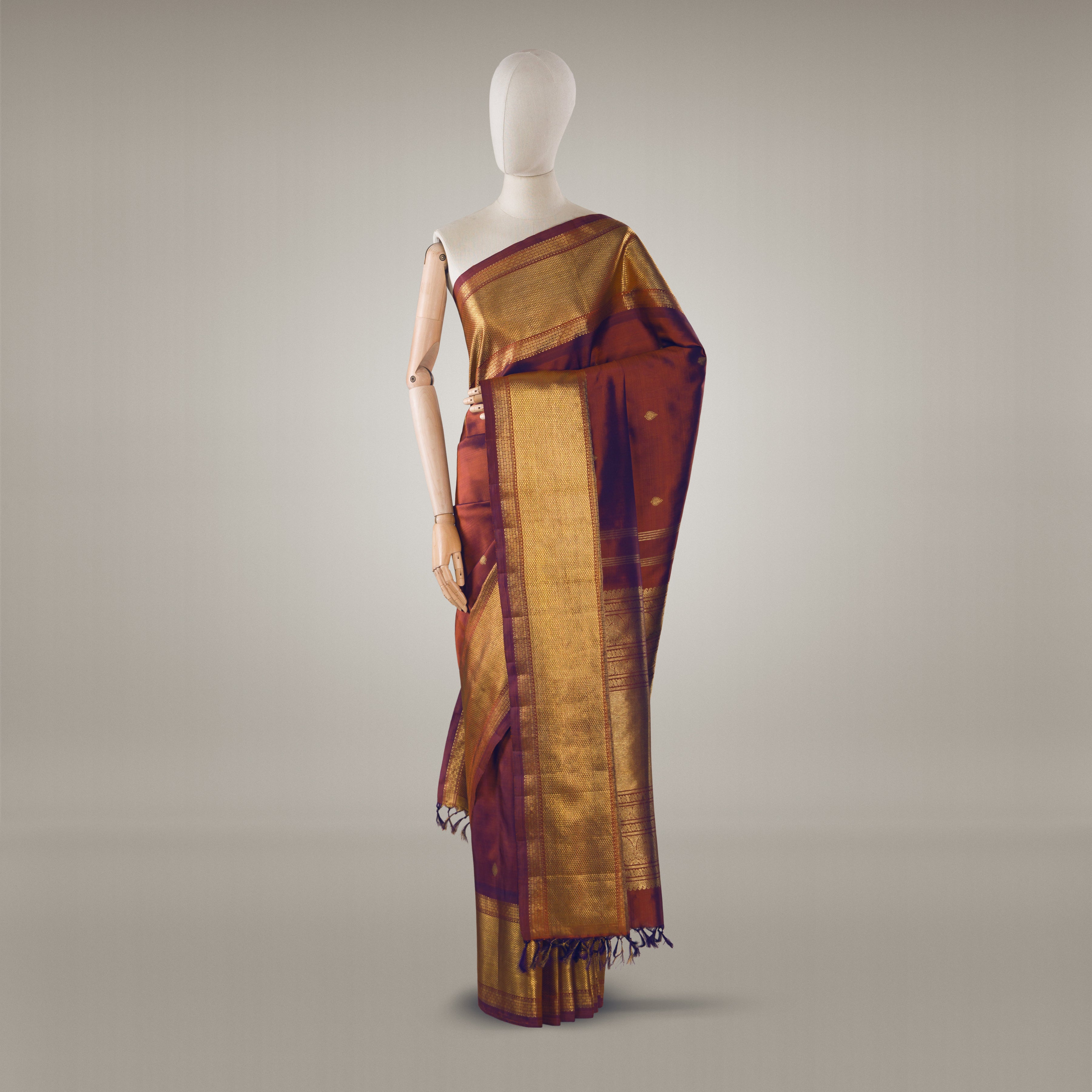 Kanakavalli Kanjivaram Silk Sari 24-040-HS001-05203 - Drape View