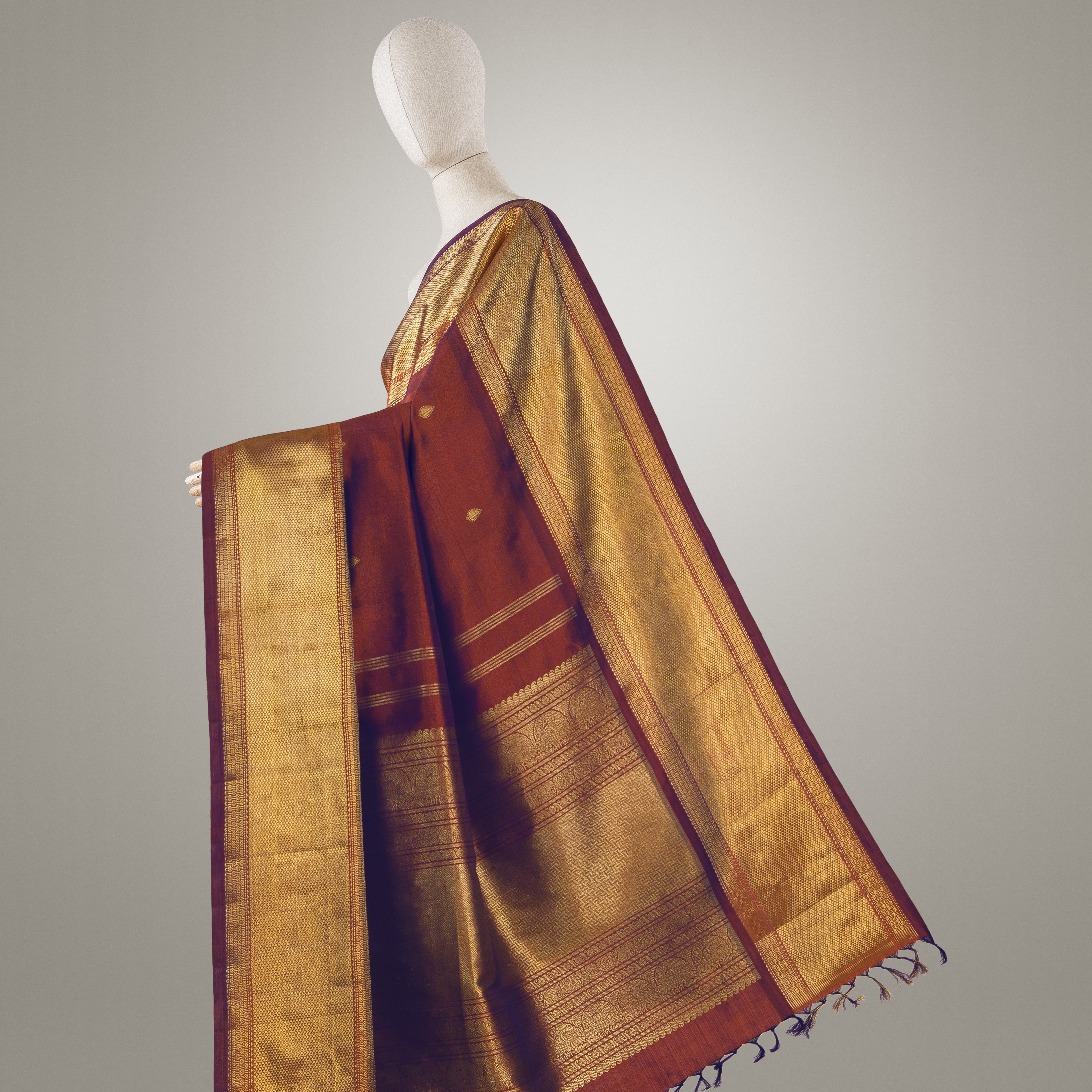 Kanakavalli Kanjivaram Silk Sari 24-040-HS001-05203 - Drape View 1